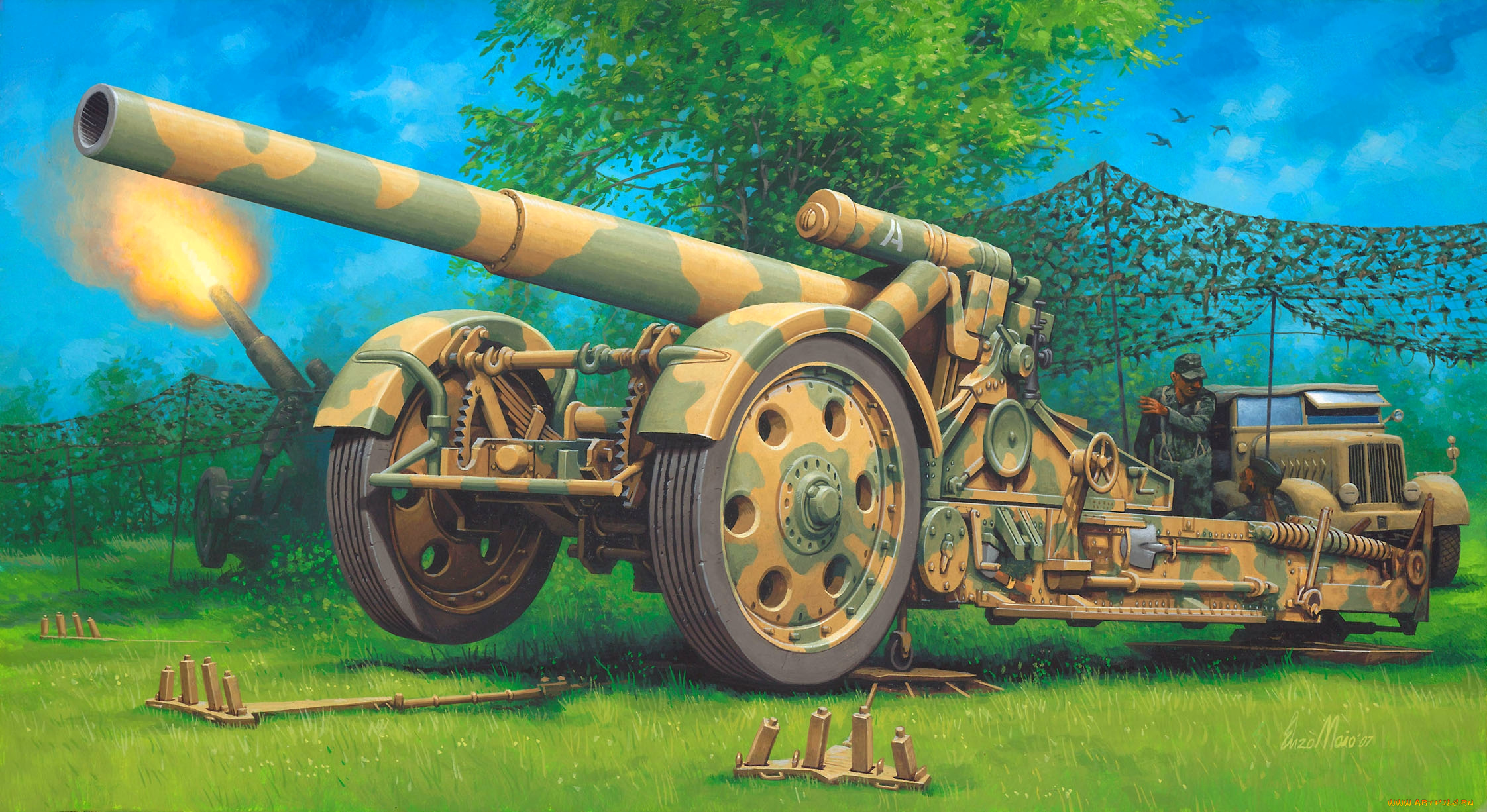 рисованные, армия, пушка