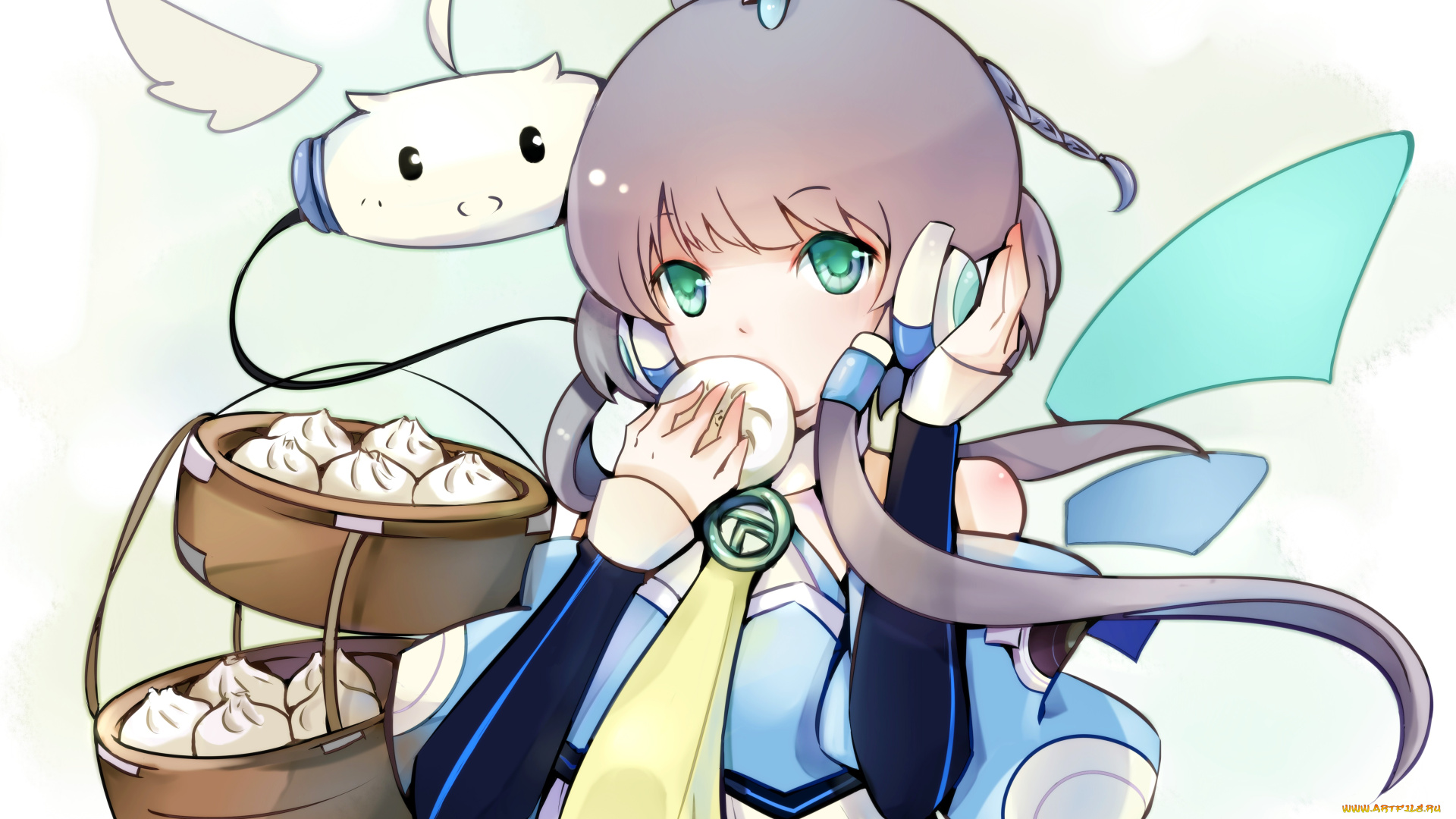 аниме, vocaloid, зверёк, арт, еда, benghuai-7, девочка, china, tian, dian, luo, tianyi