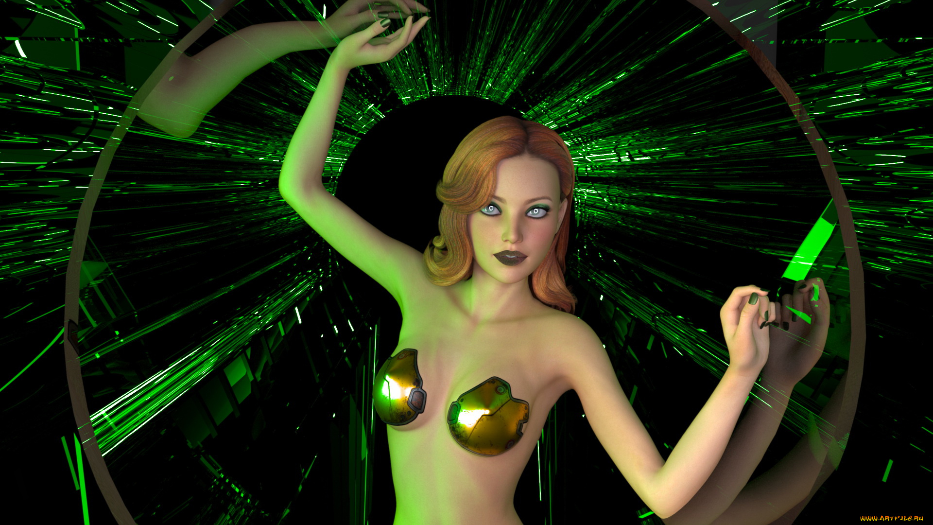 3д, графика, фантазия, , fantasy, фон, взгляд, девушка