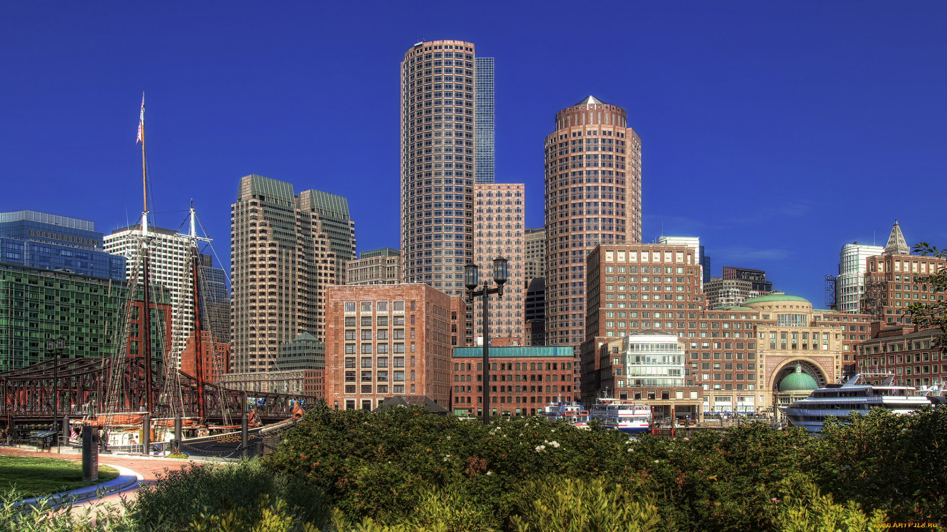 bright, morning, города, -, панорамы, высотки