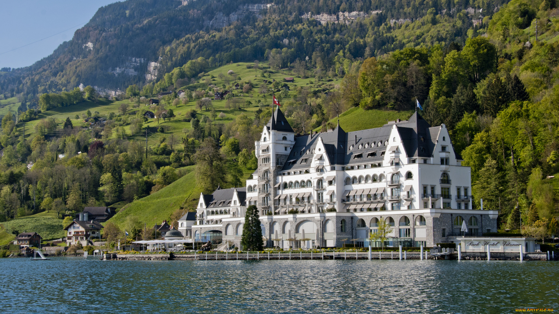 lake, house, , switzerland, города, -, пейзажи, горы, озеро, лес