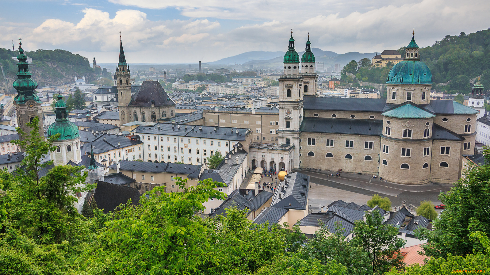 m&, 246, nchsberg, salzburg, города, -, панорамы, городок, шпили