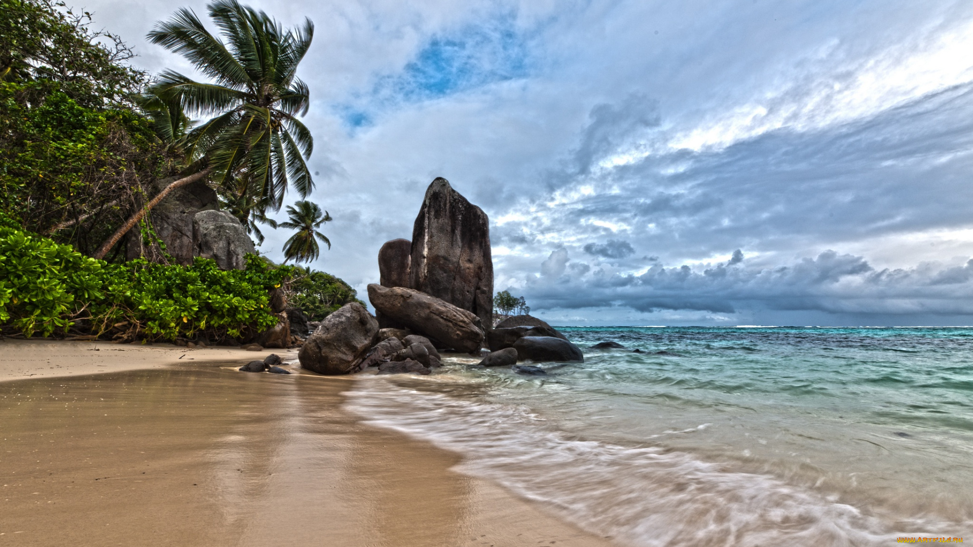 природа, тропики, лето, берег, океан, сейшелы, побережье