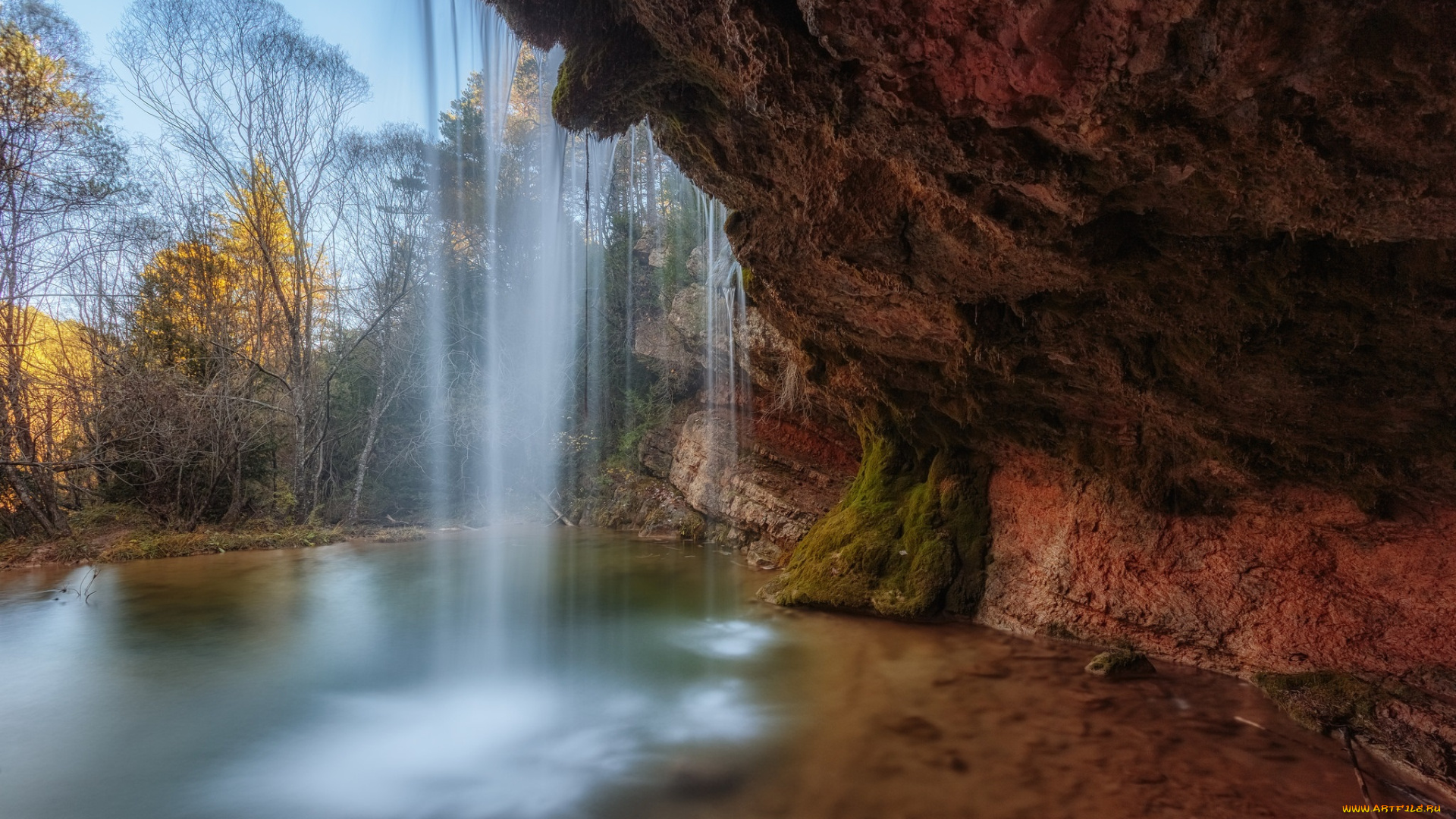 природа, водопады, водопад, лес, река