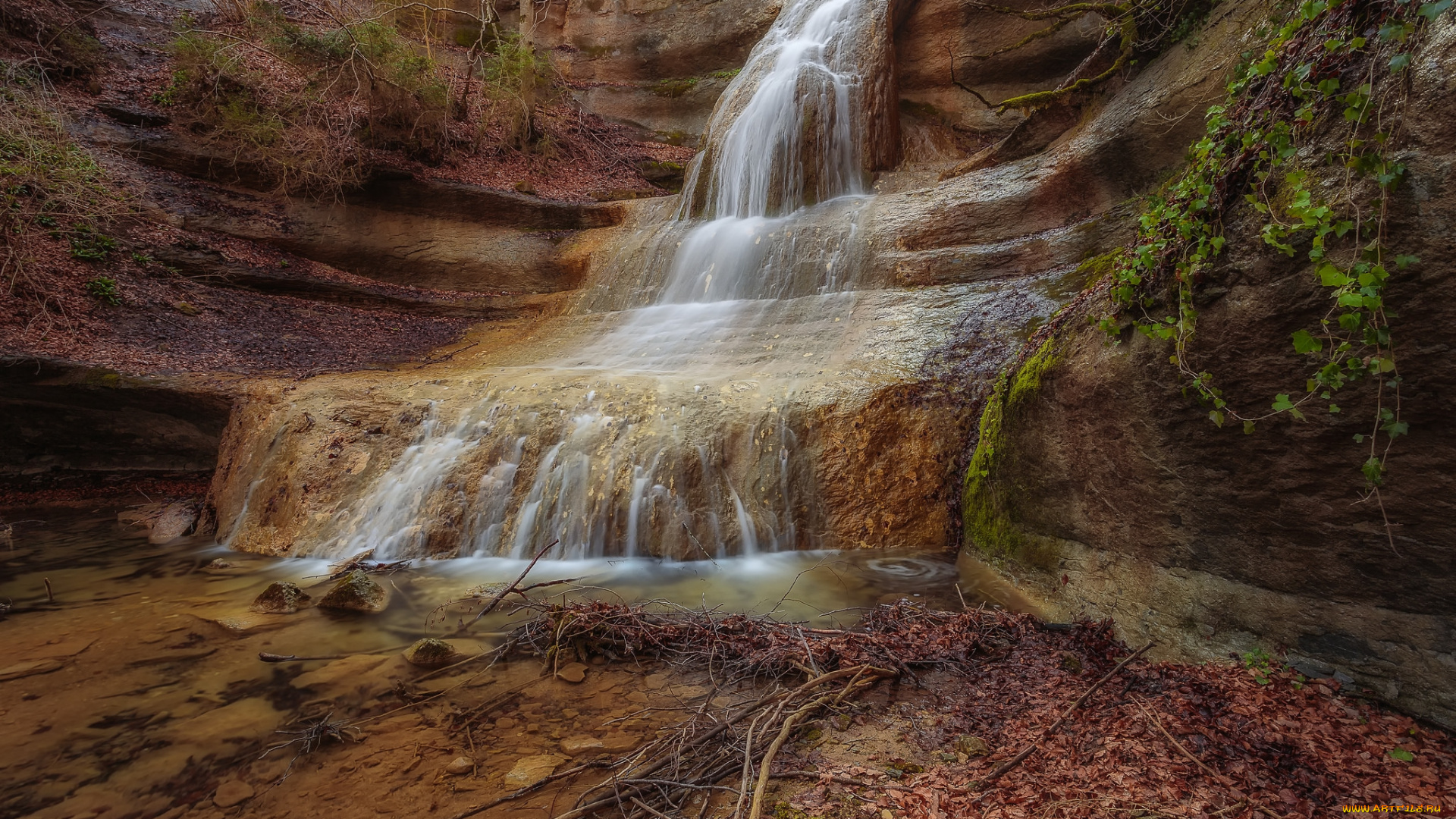 природа, водопады, водопад, река, лес