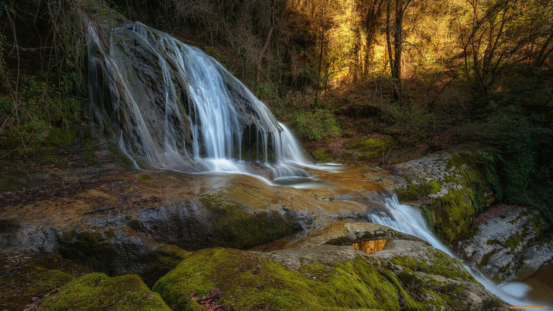 природа, водопады, водопад, река, лес