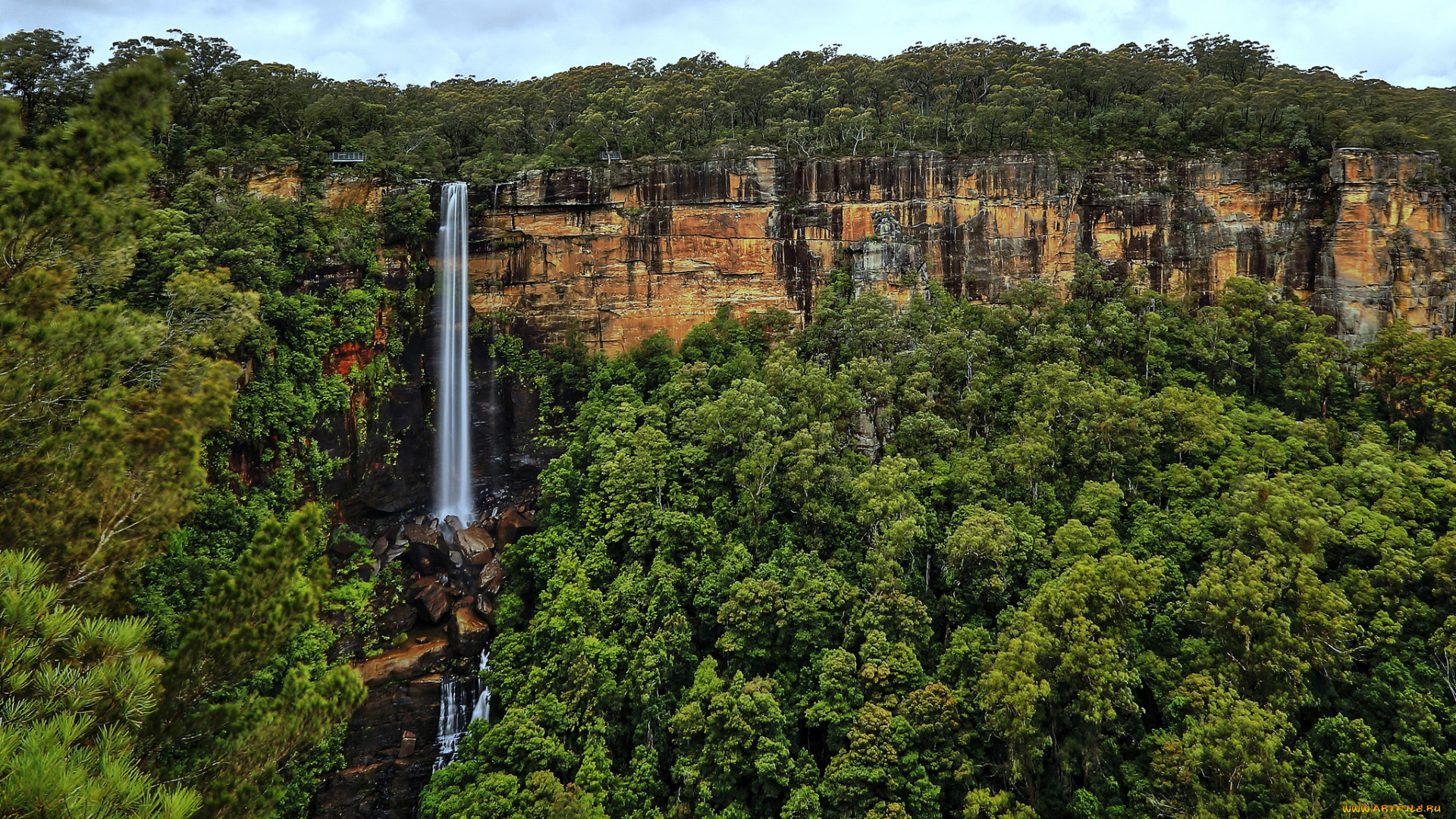 природа, водопады, водопад, река, лес