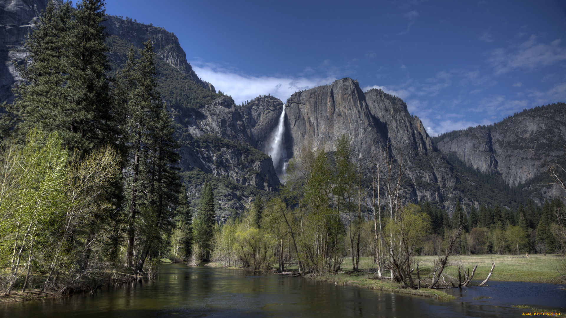 природа, водопады, водопад, река, лес