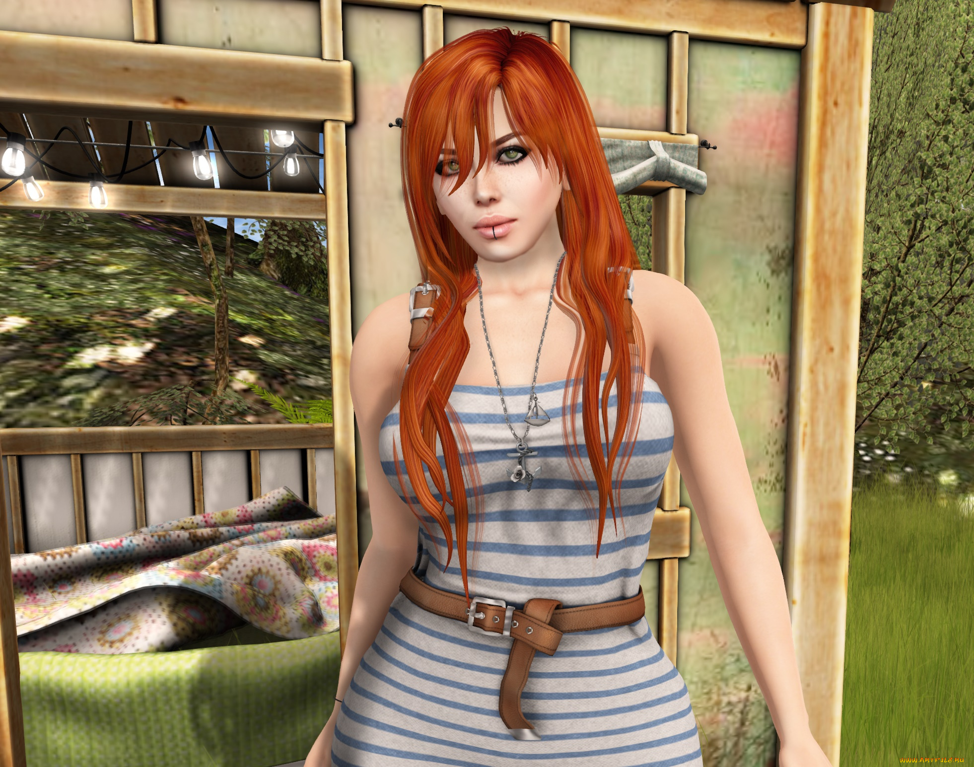 3д, графика, люди, , people, девушка, взгляд, фон, рыжая