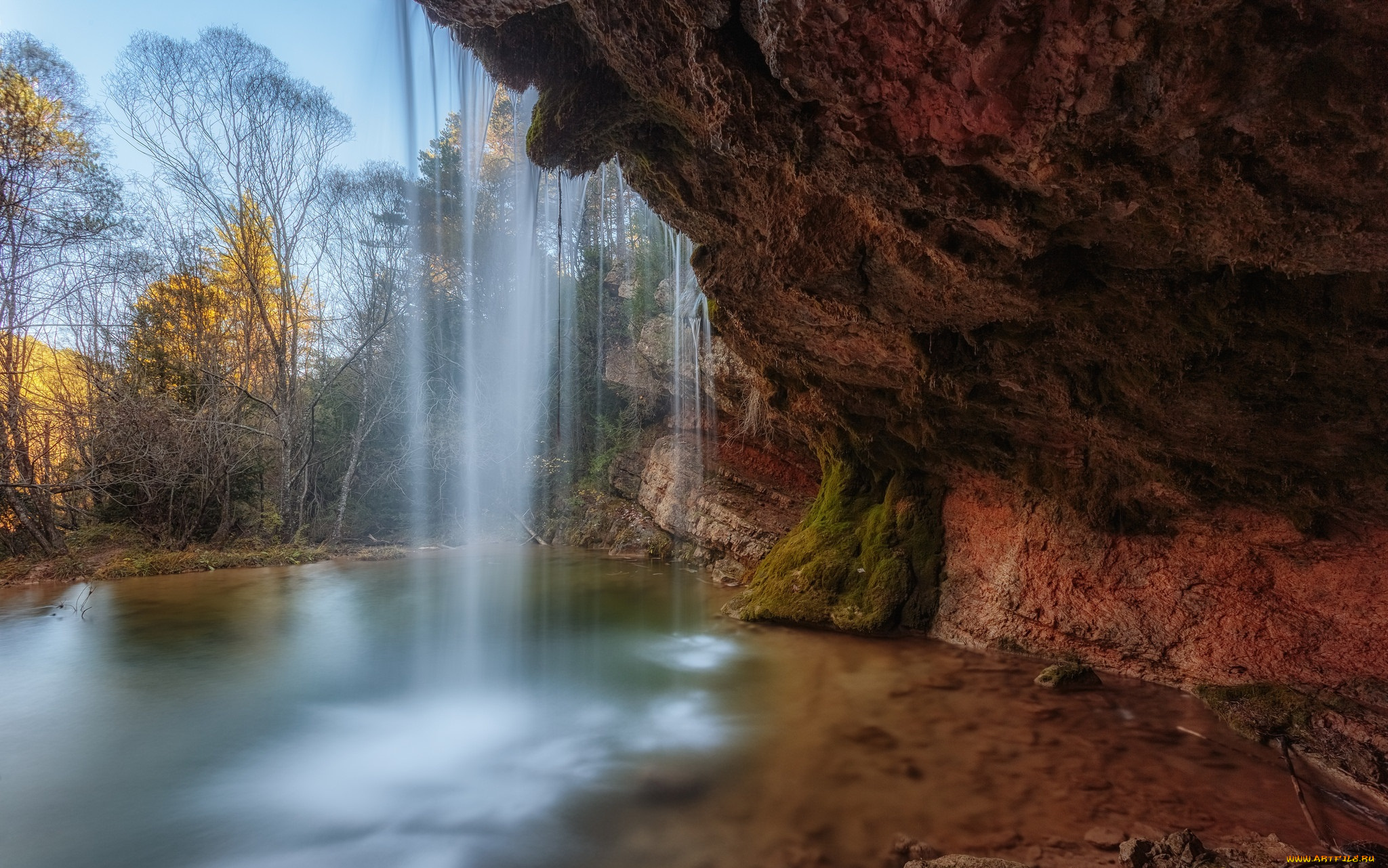 природа, водопады, водопад, лес, река