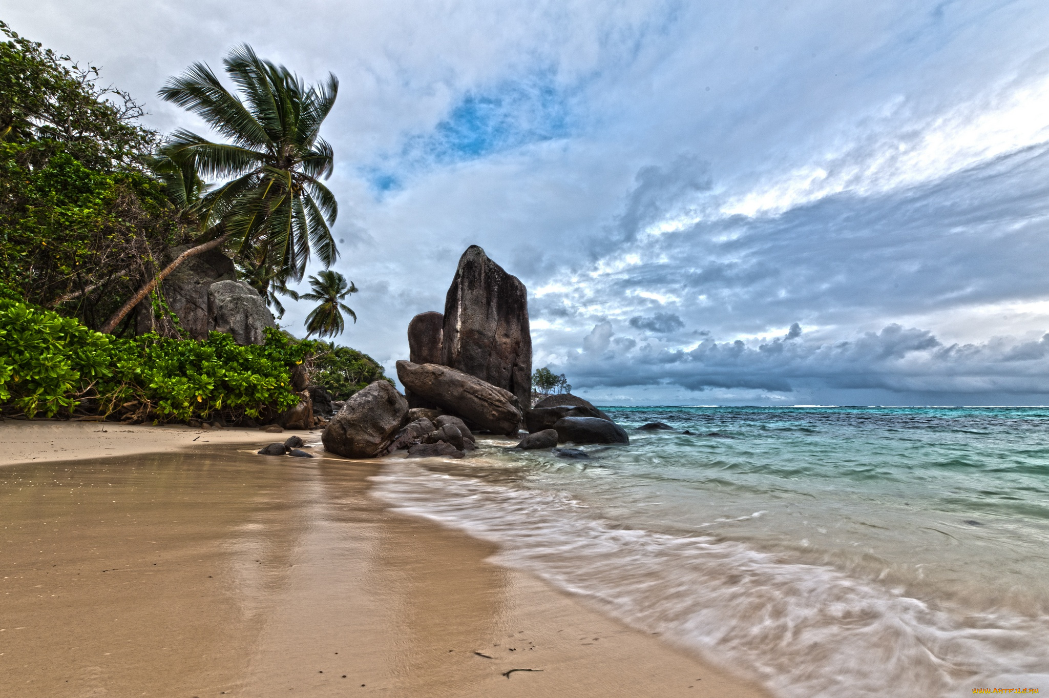 природа, тропики, лето, берег, океан, сейшелы, побережье