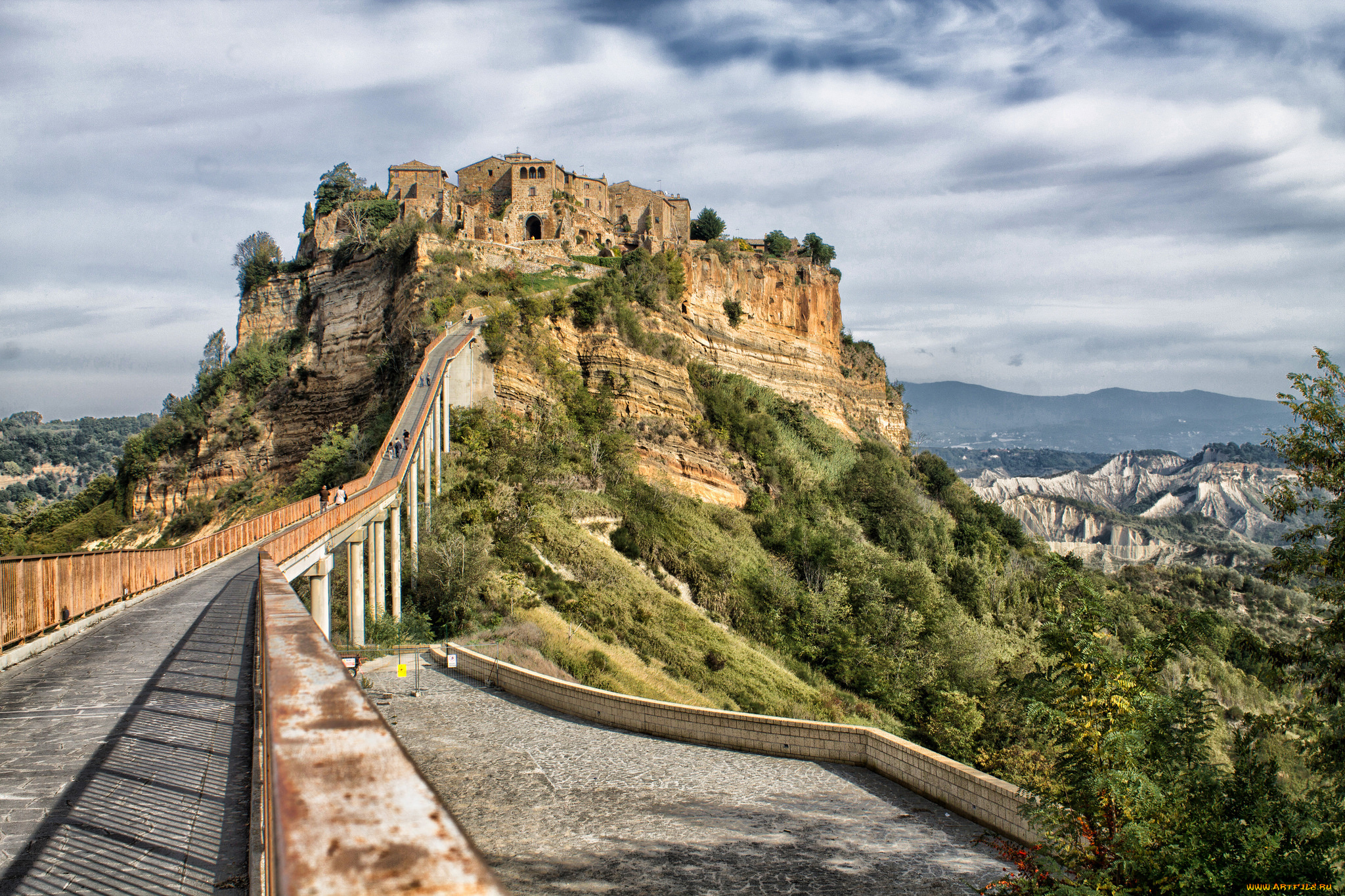 civita, di, bagnoregio, города, -, панорамы, поселок, гора