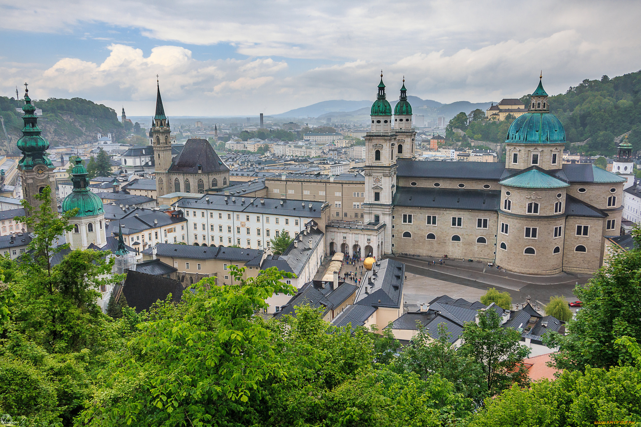 m&, 246, nchsberg, salzburg, города, -, панорамы, городок, шпили