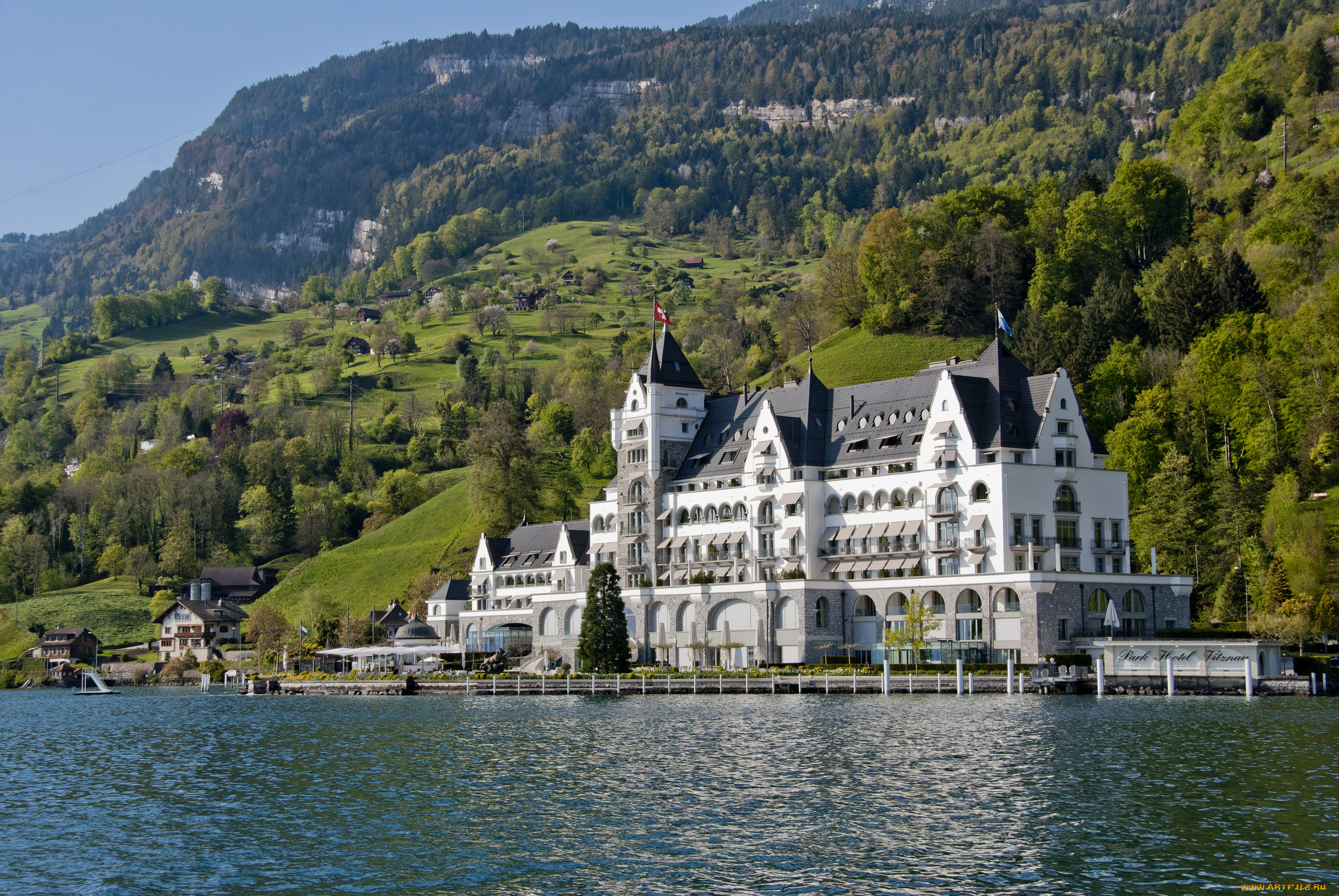 lake, house, , switzerland, города, -, пейзажи, горы, озеро, лес
