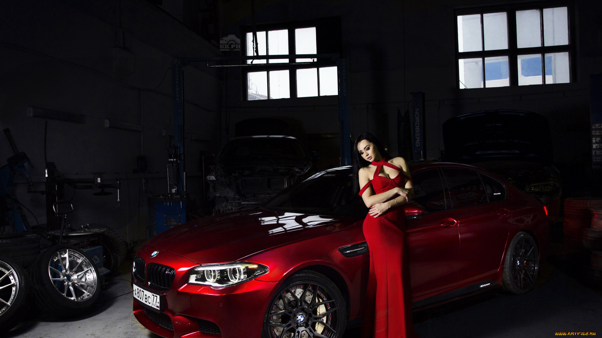 bmw, girl, 7, автомобили, -авто, с, девушками, girl, bmw, красный