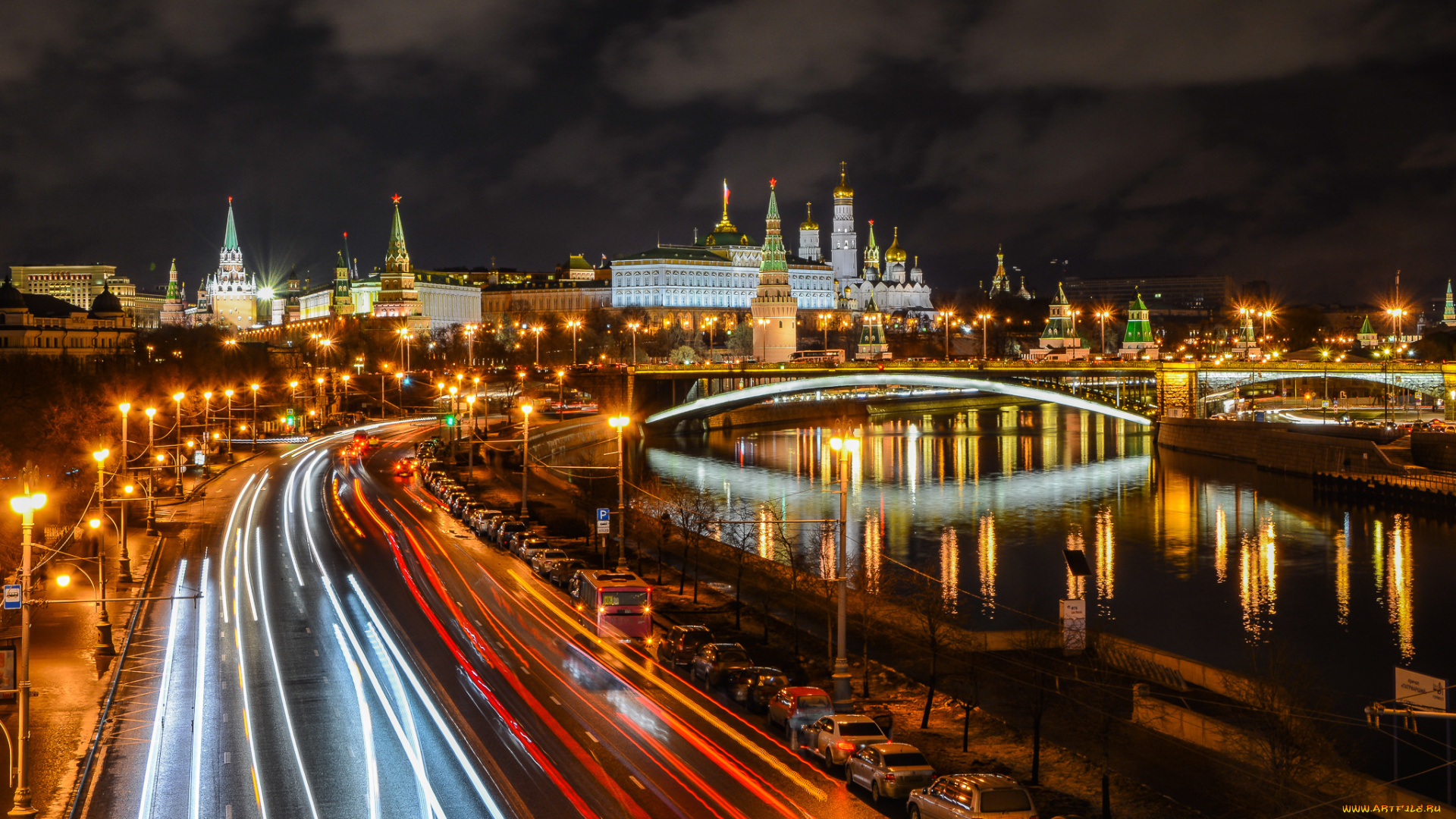 города, москва, , россия, ночь, огни