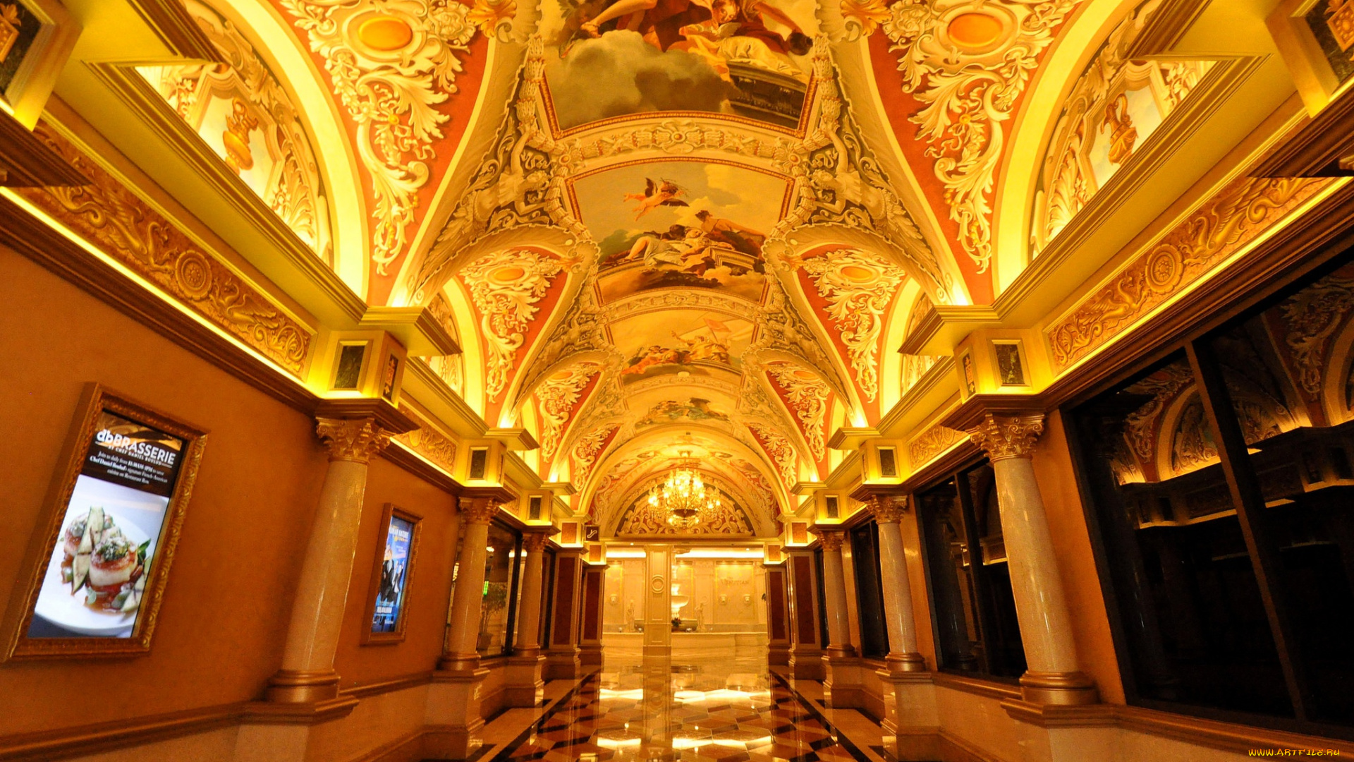 интерьер, казино, , торгово-развлекательные, центры, отель, сша, лас-вегас, коридор