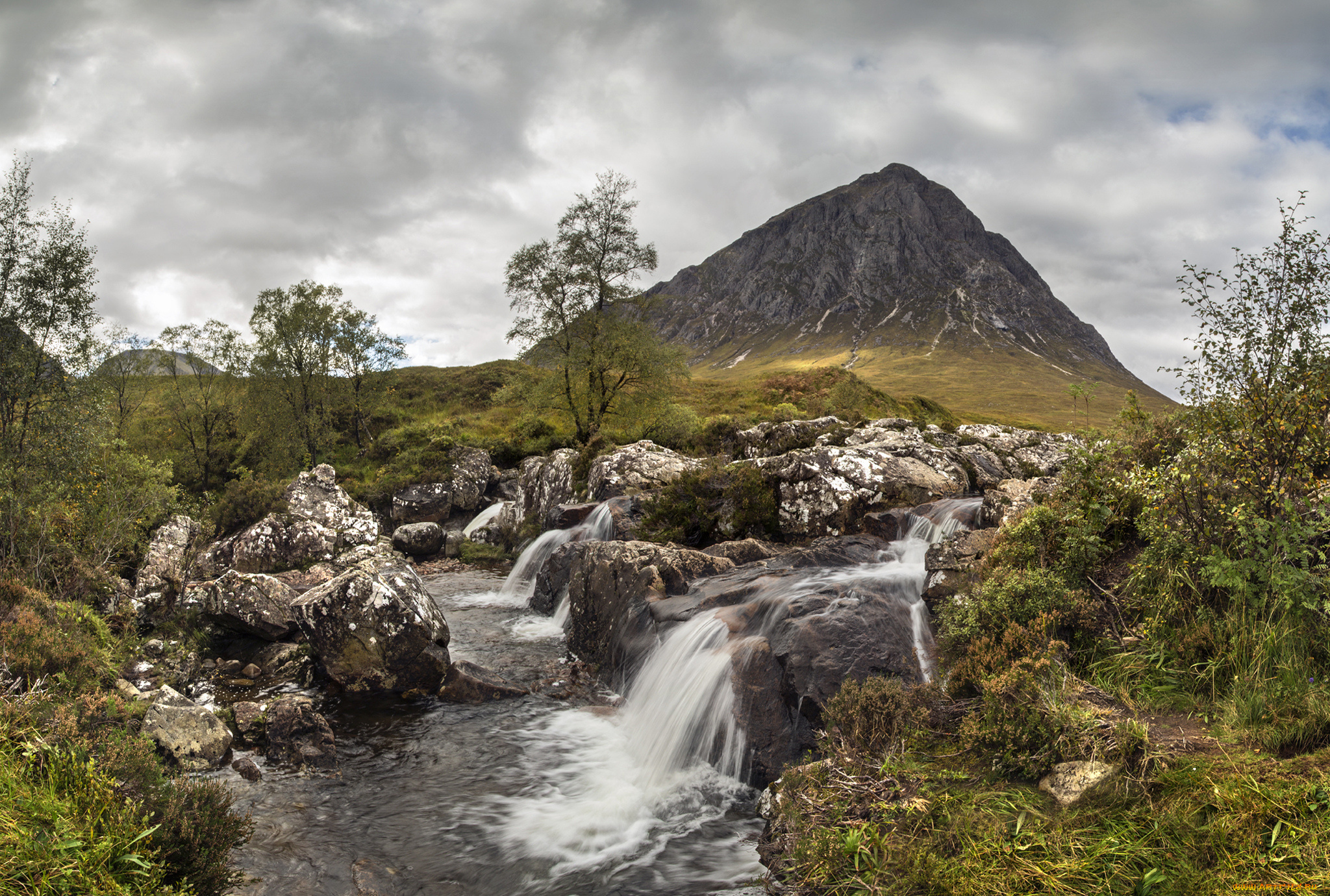 природа, водопады, лес, река, водопад
