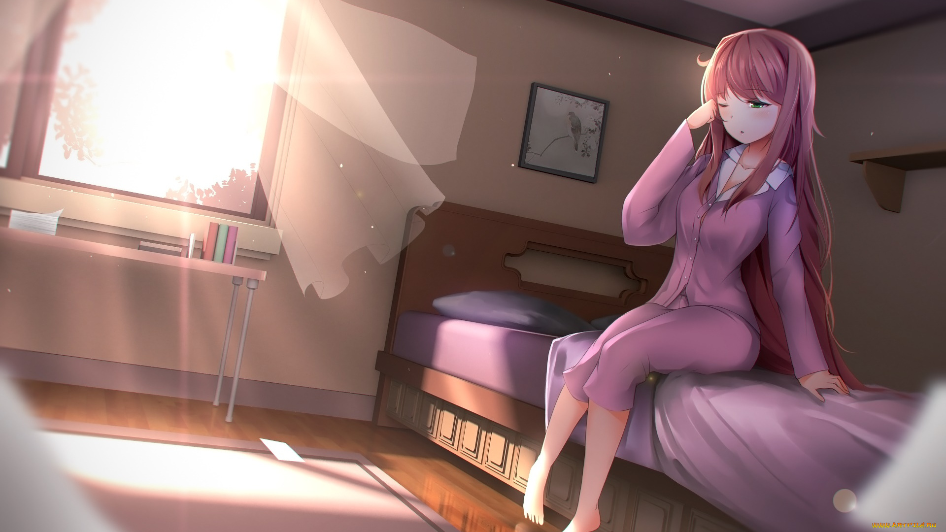 аниме, unknown, , другое, , девушка, взгляд, фон