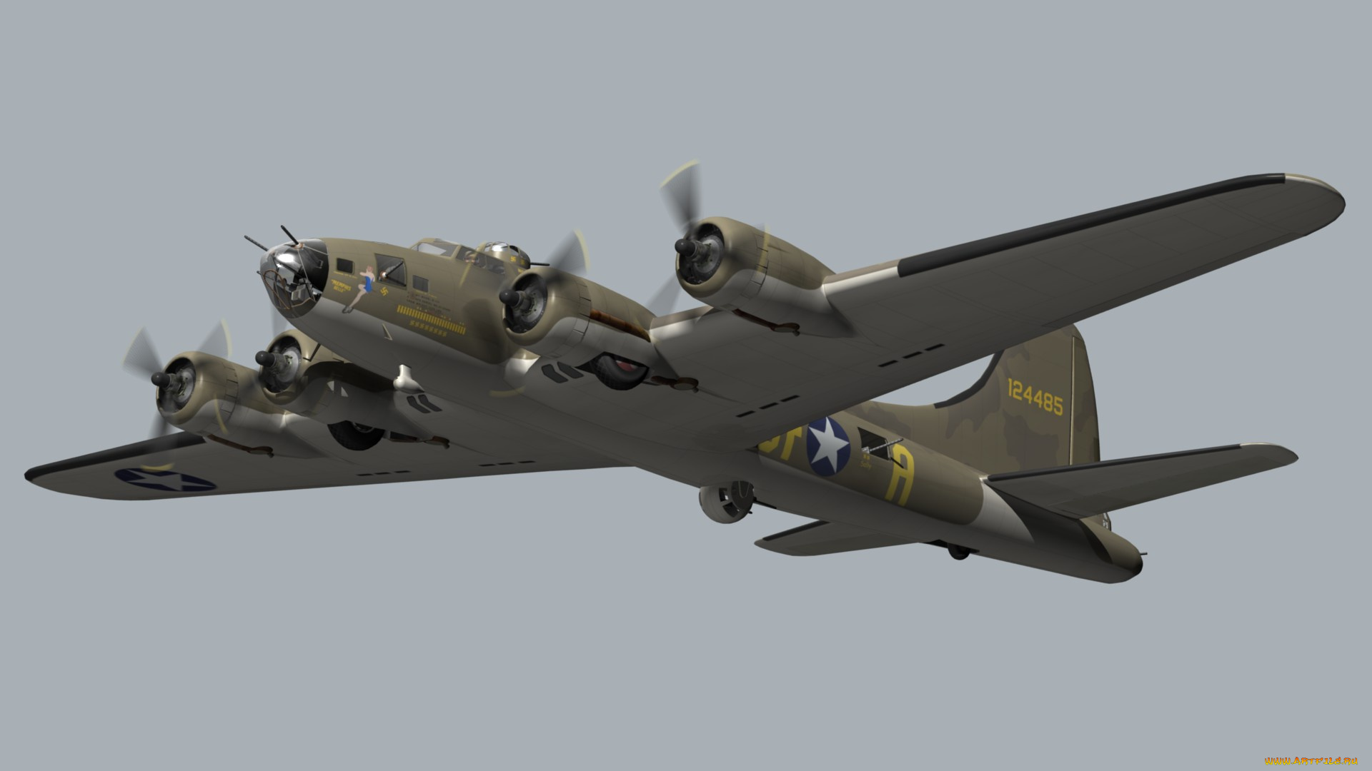 авиация, боевые, самолёты, blender, flying, fortress, b17, model