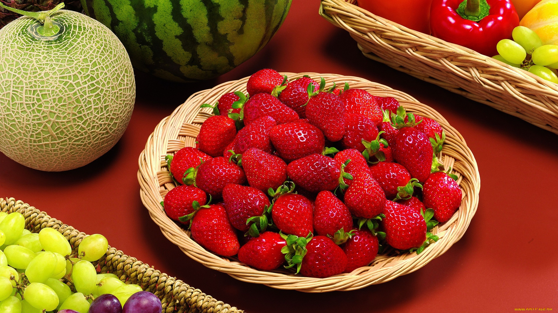 еда, фрукты, и, овощи, вместе, едягоды, фрукты, овощи, клубника, дыняа, арбуз