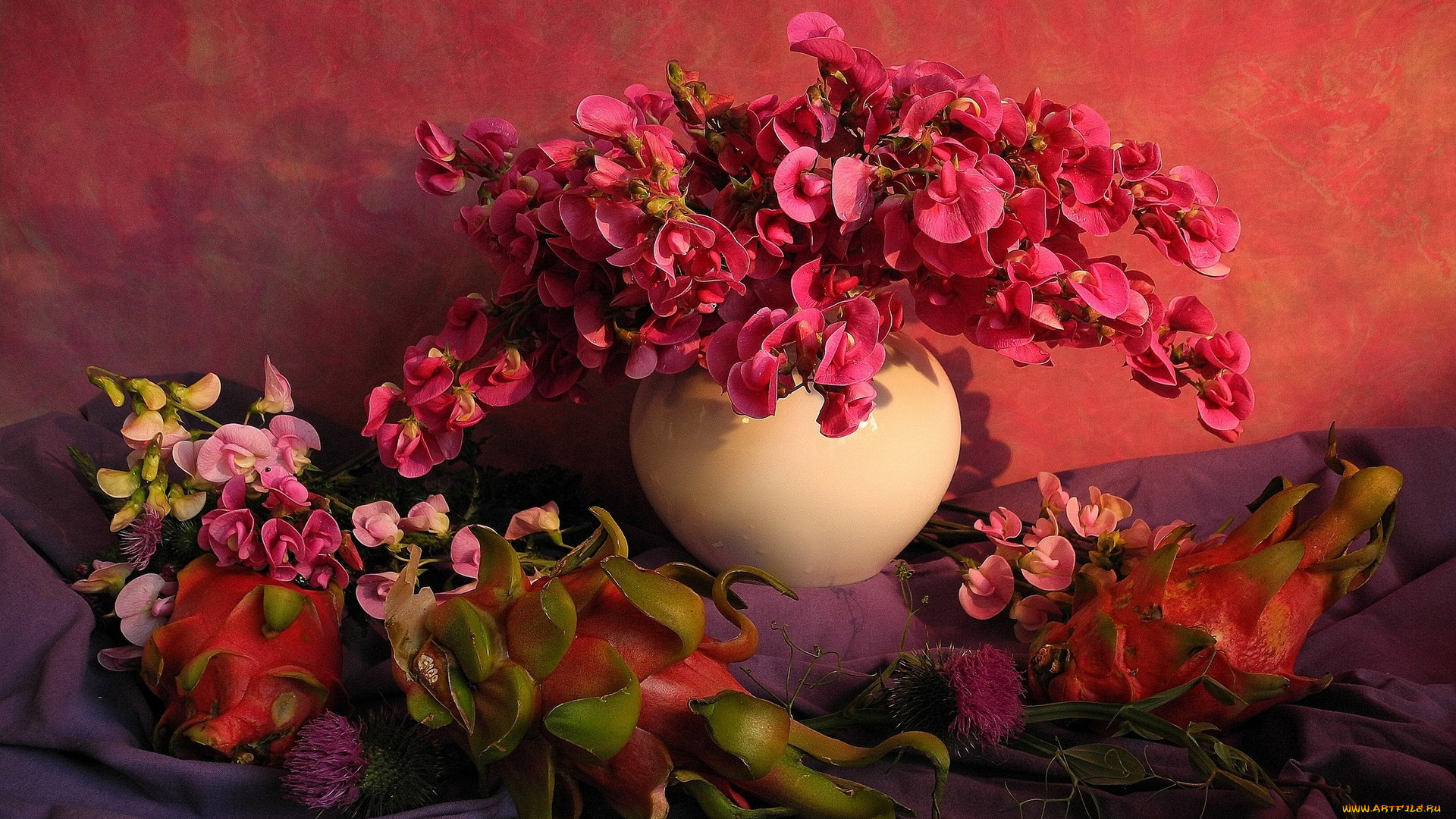 еда, натюрморт, чертополох, душистый, горошек, плоды