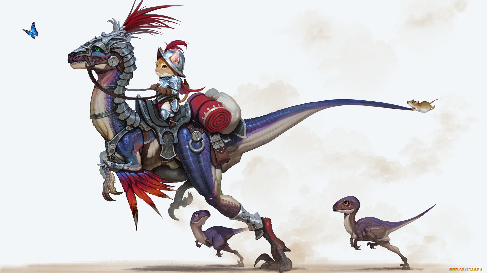 фэнтези, существа, бабочка, динозавр, мышка, детская, динозаврики, riding, рыцарь