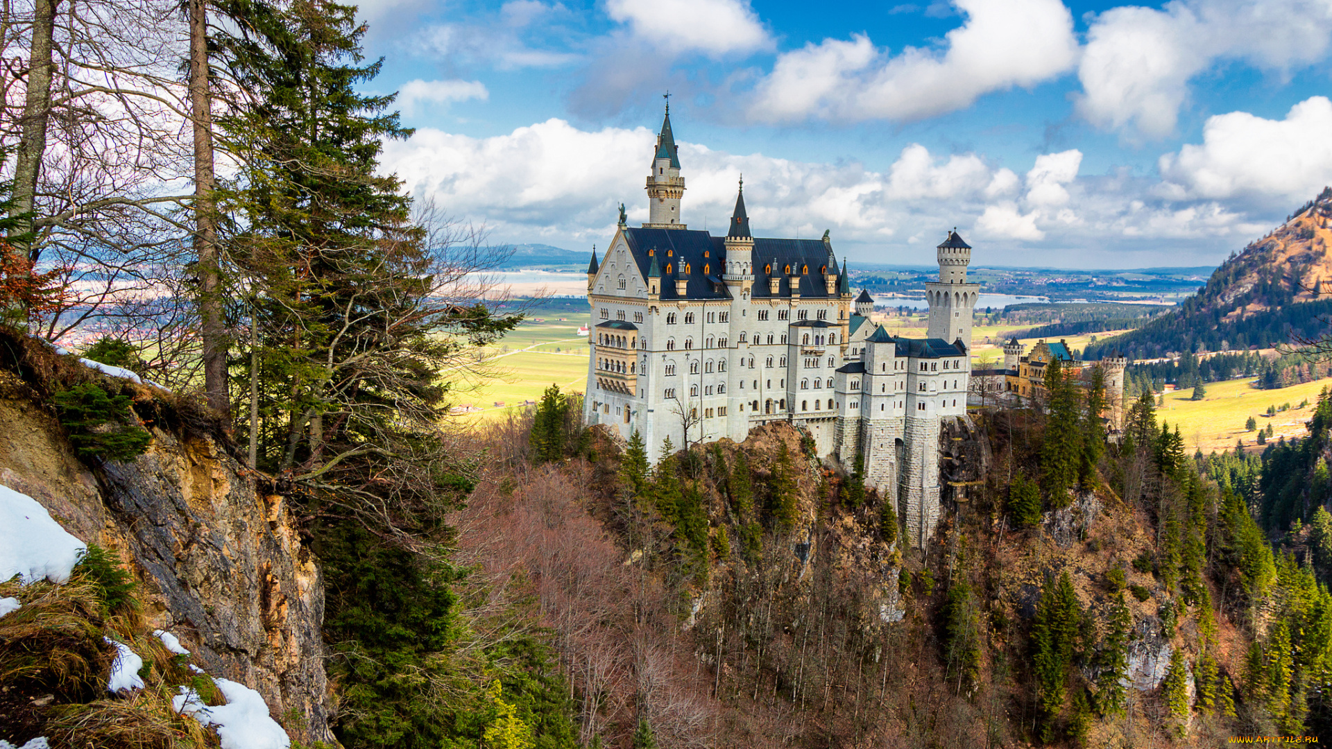 neuschwanstein, castle, города, замок, нойшванштайн, , германия, простор