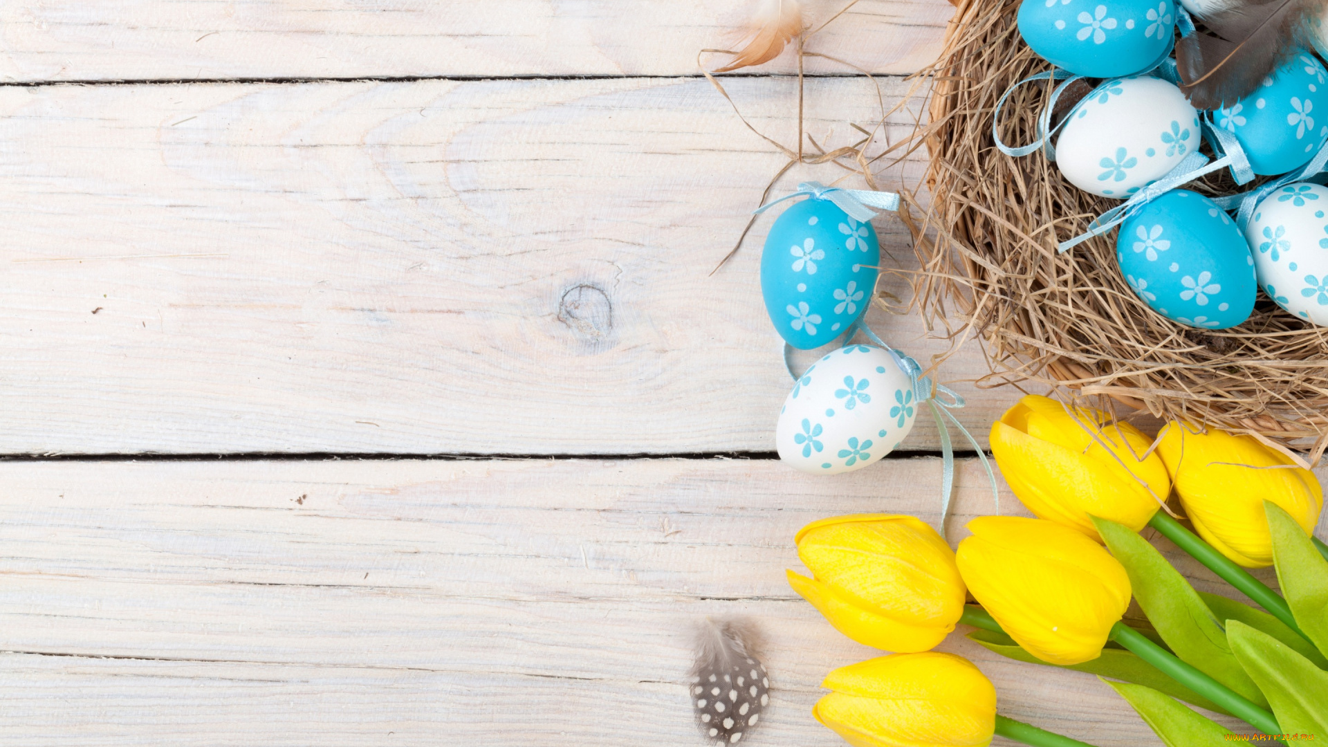 праздничные, пасха, decoration, wood, easter, тюльпаны, tulips, tender, yellow, happy, spring, eggs