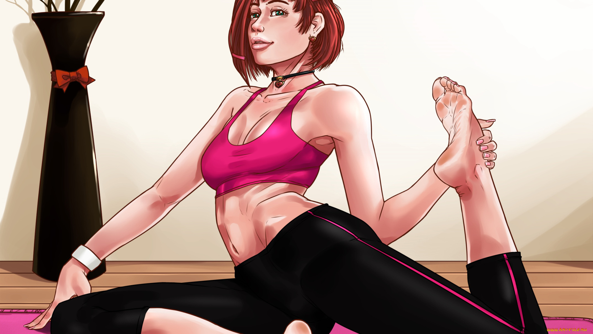 рисованное, люди, фон, взгляд, девушка, спорт