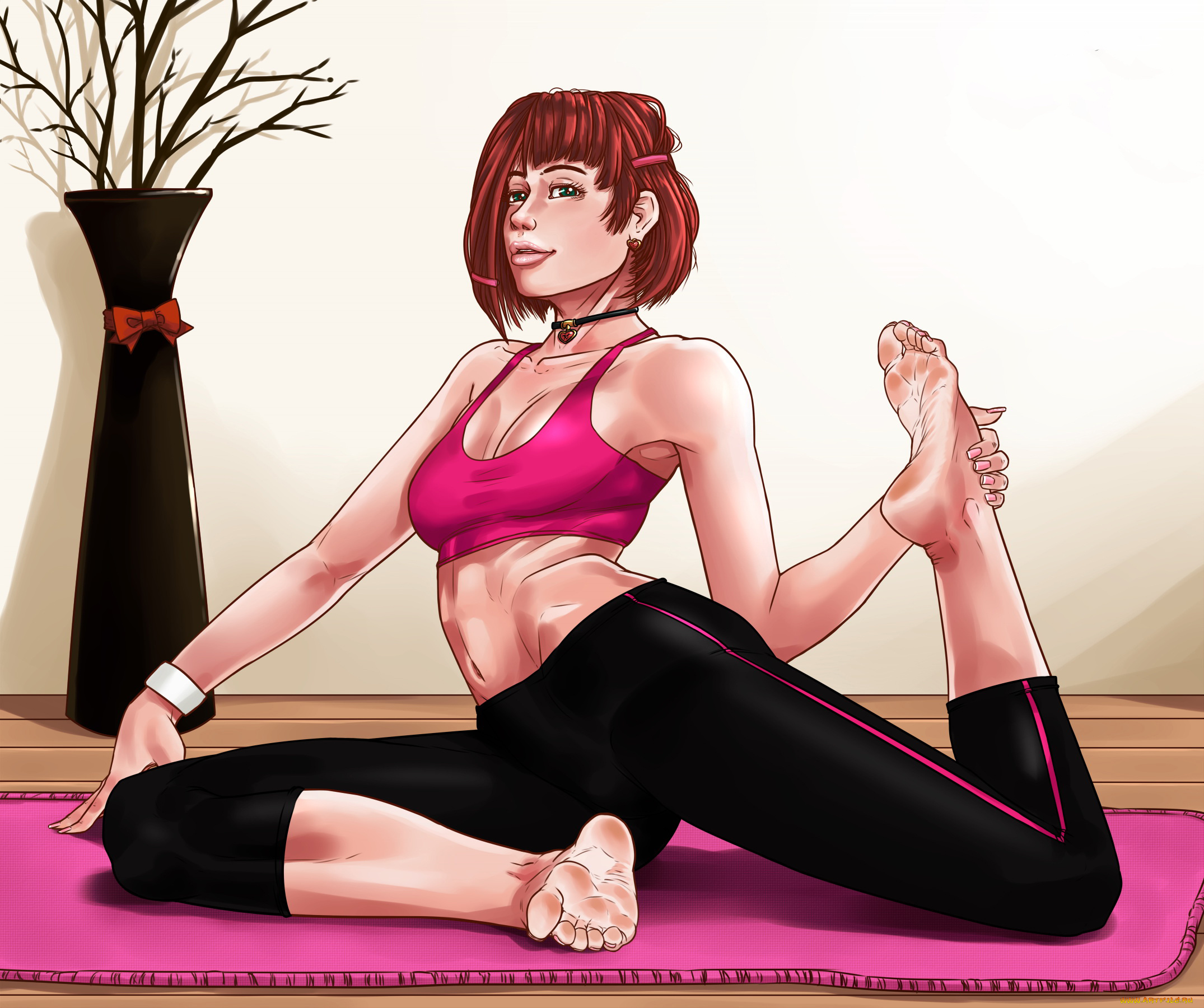 рисованное, люди, фон, взгляд, девушка, спорт