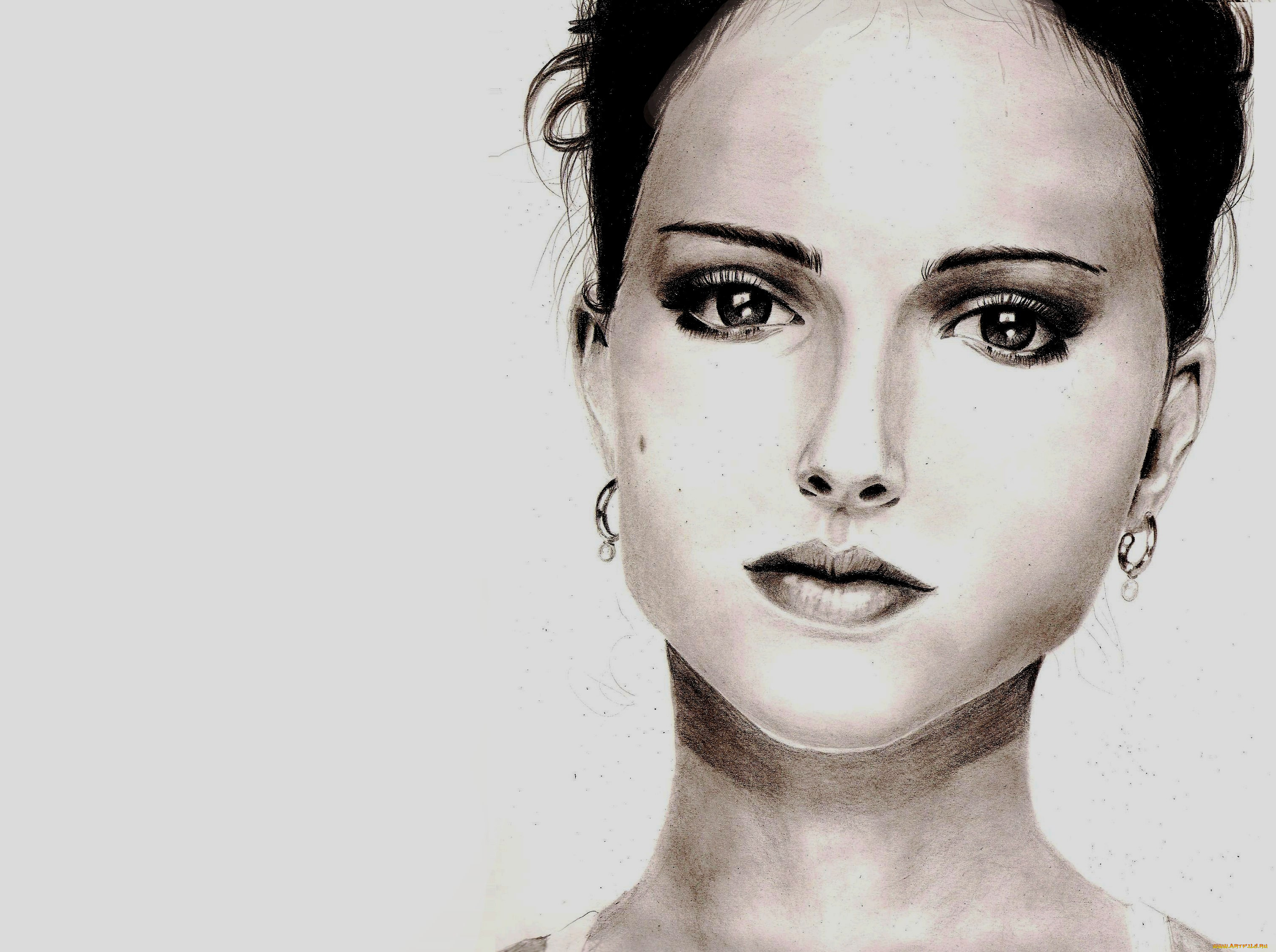 natalie, portman, рисованное, люди, девушка, фон, взгляд