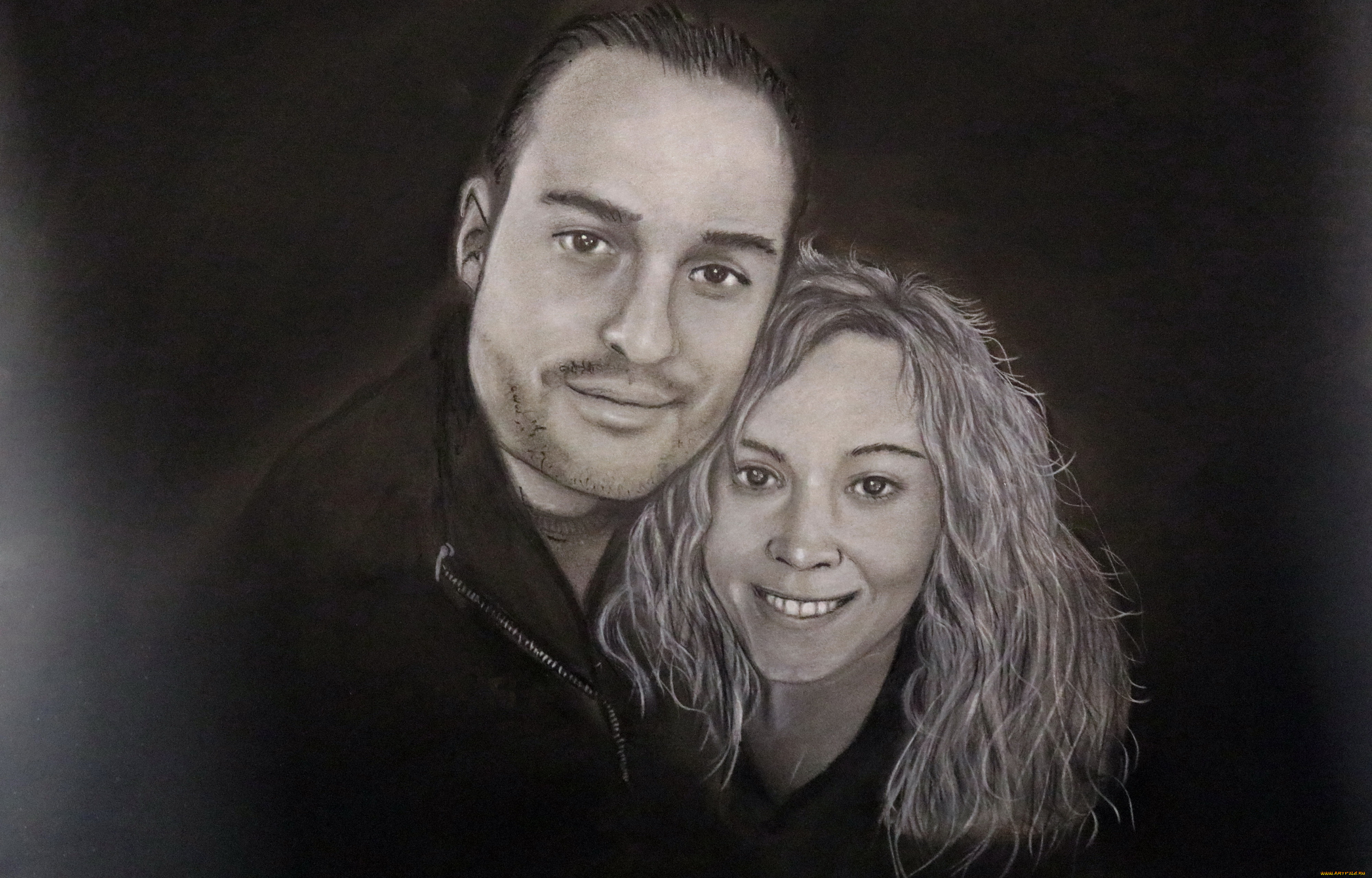 рисованное, люди, девушка, мужчина, фон, взгляд, улыбка