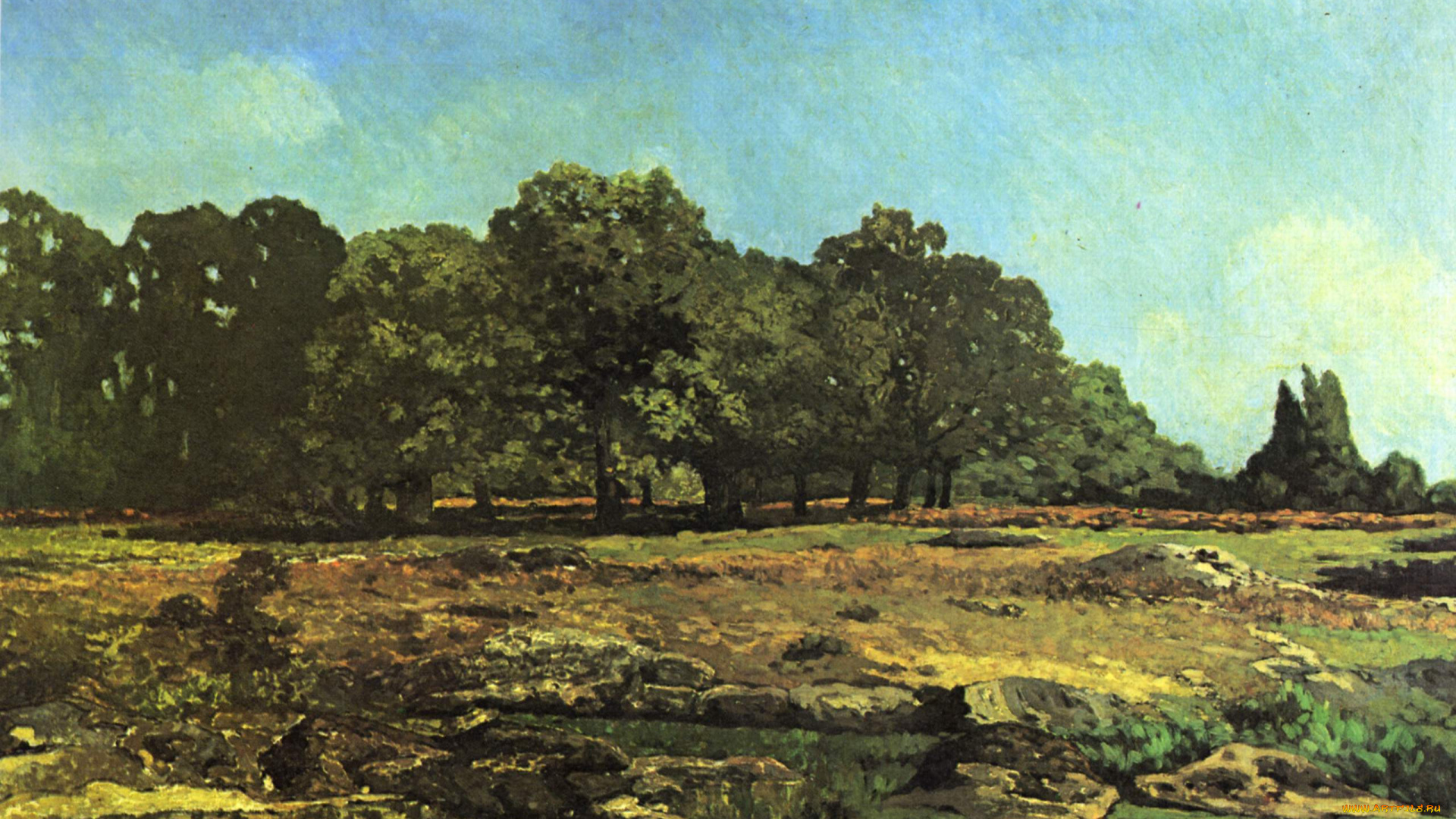 рисованное, alfred, sisley, живопись, лес, луг