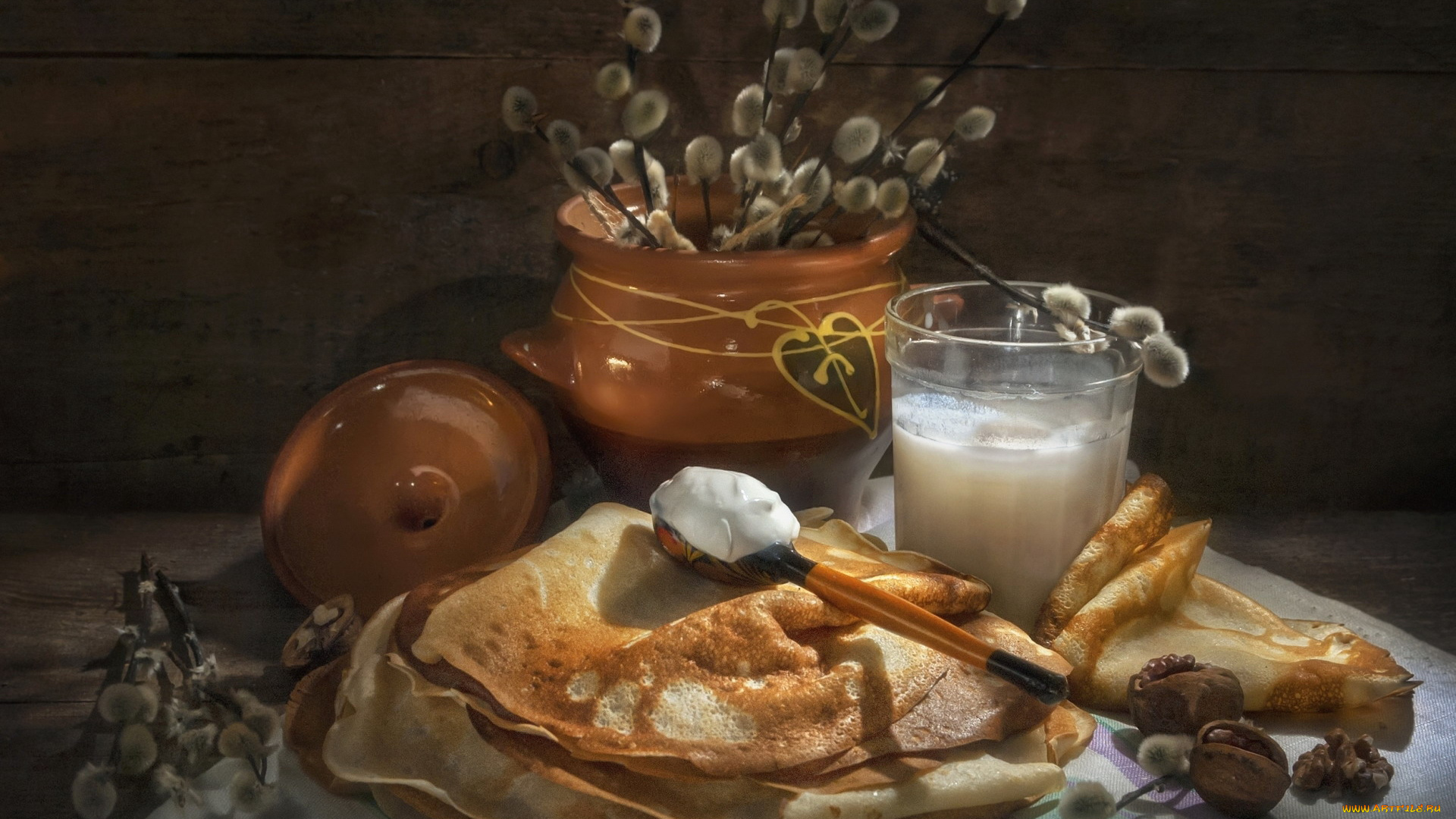 еда, блины, , оладьи, сметана