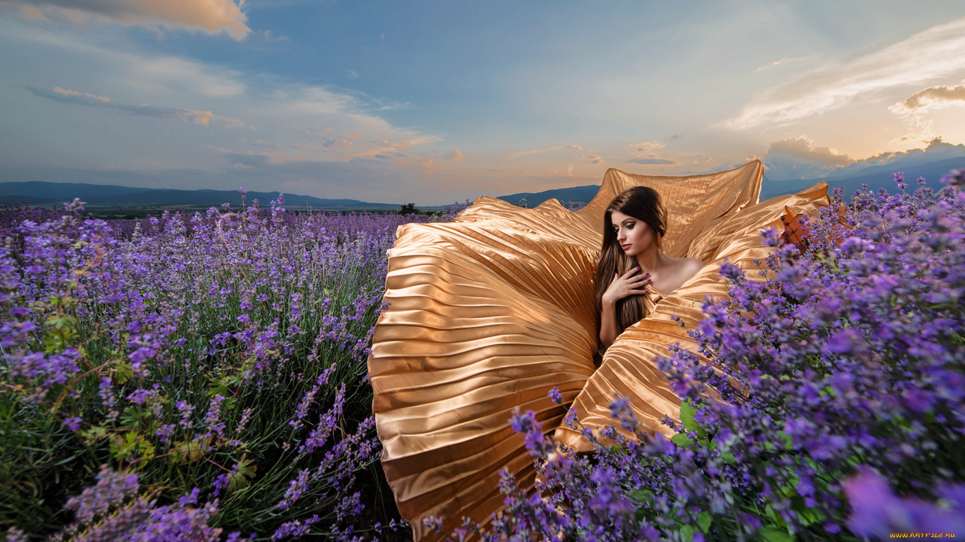 девушки, -, брюнетки, , шатенки, лаванда, брюнетка, золотое, платье