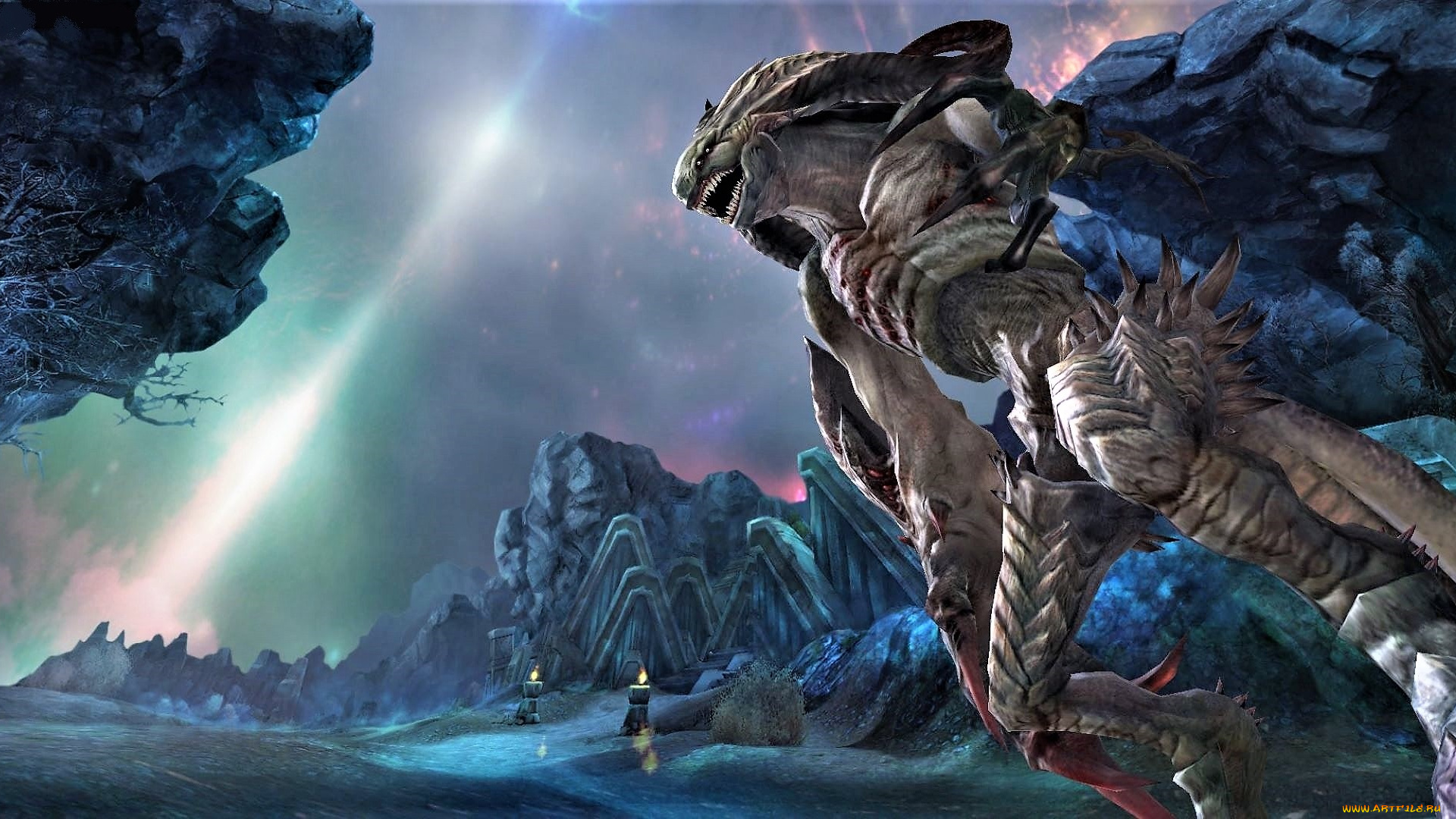 видео, игры, aion, , assault, on, balaurea, монстр, скалы