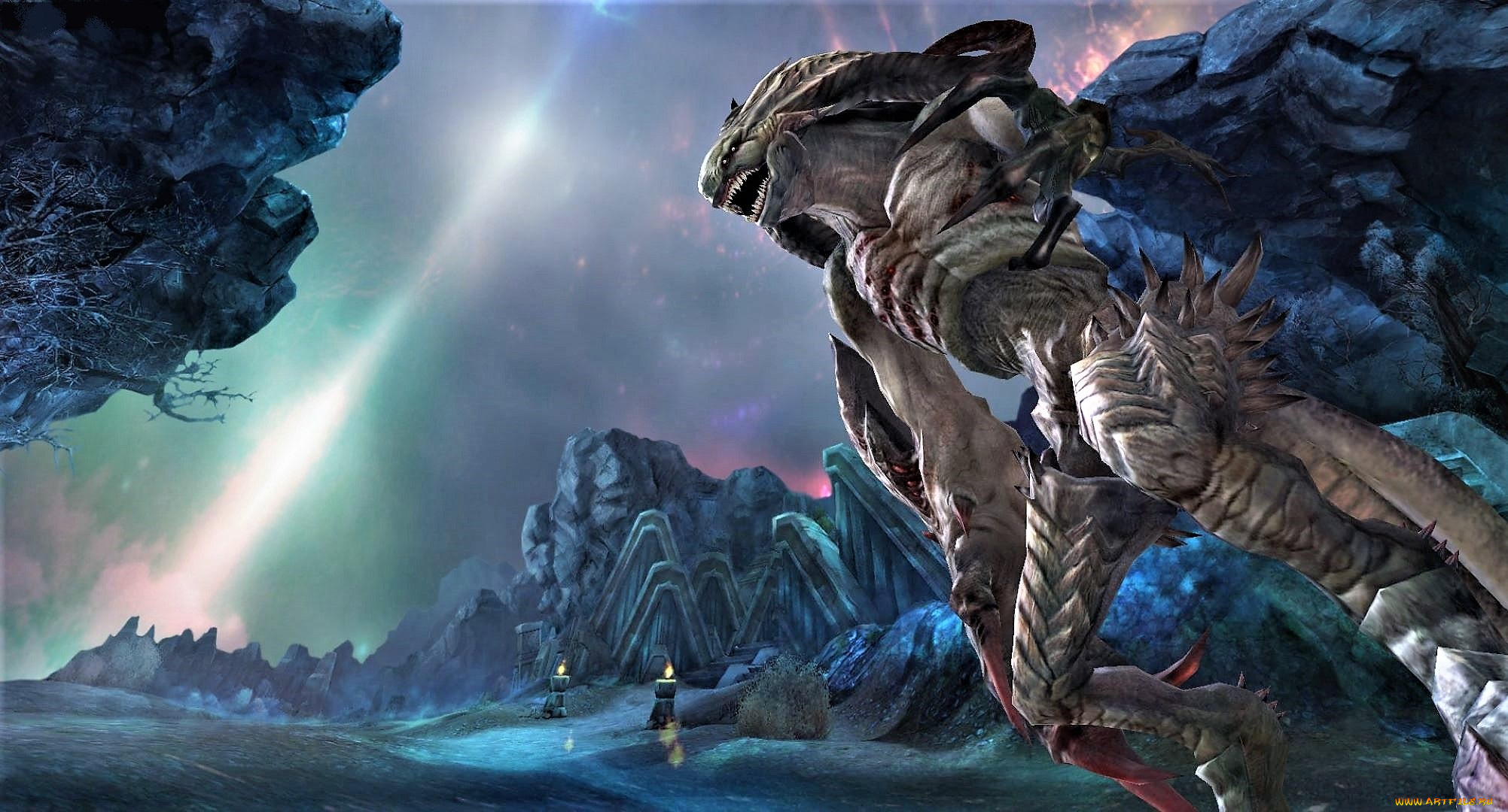 видео, игры, aion, , assault, on, balaurea, монстр, скалы