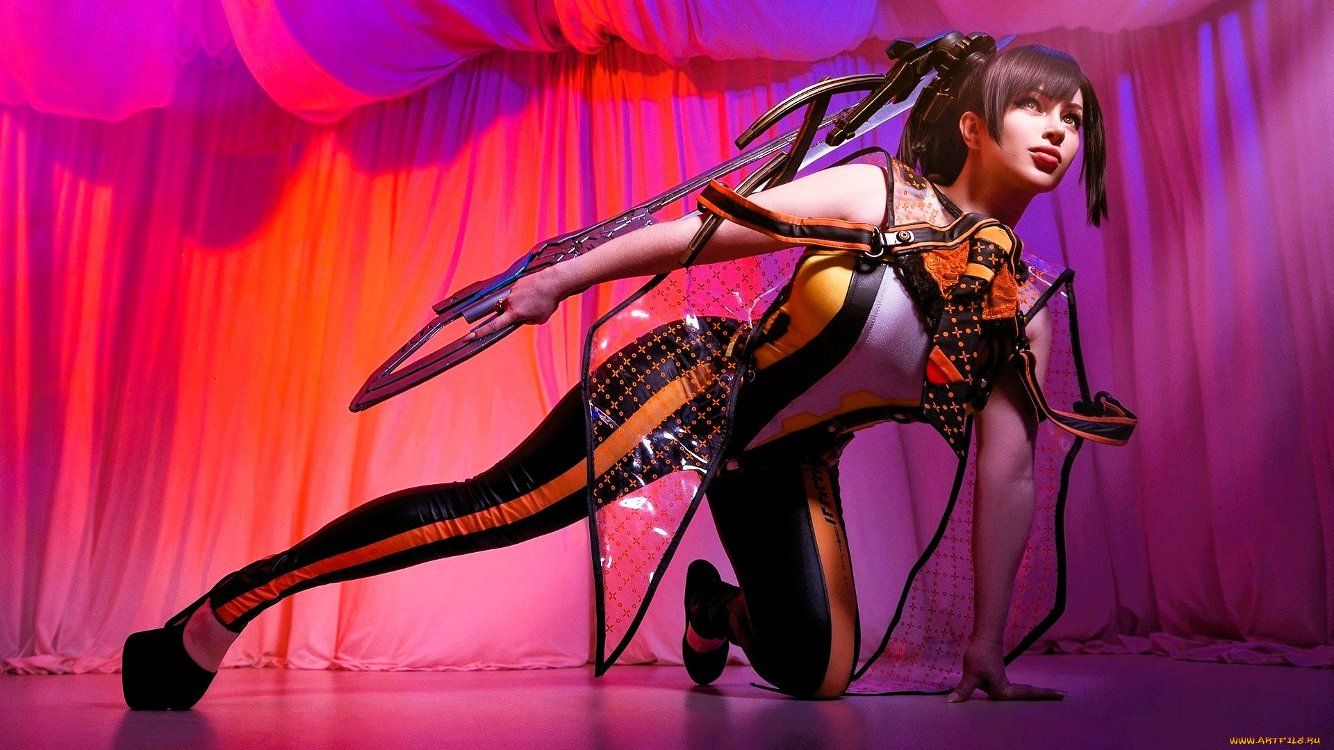 девушки, мария, давыдова, , lady, melamory, образ, косплей, наряд, крылья, шторы