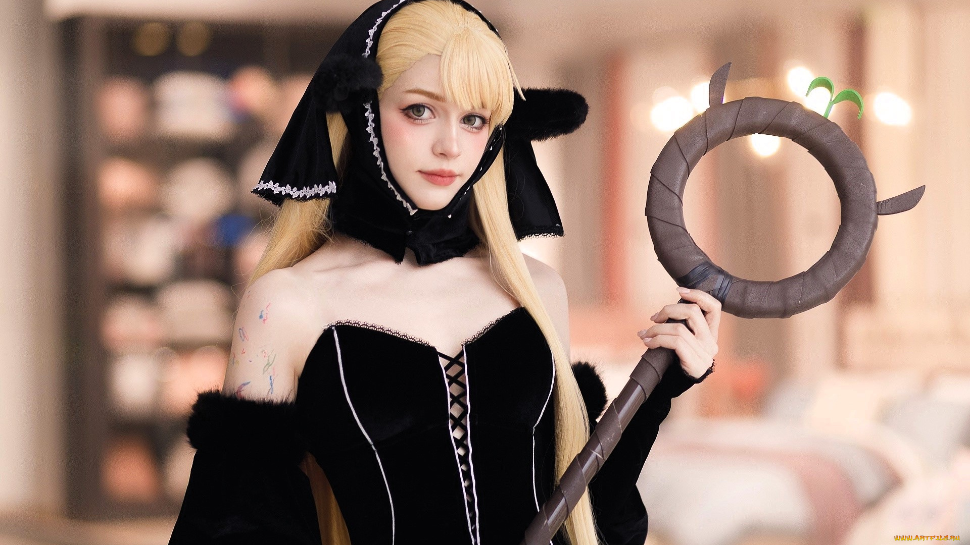 девушки, tenletters, образ, косплей, наряд, платье, посох