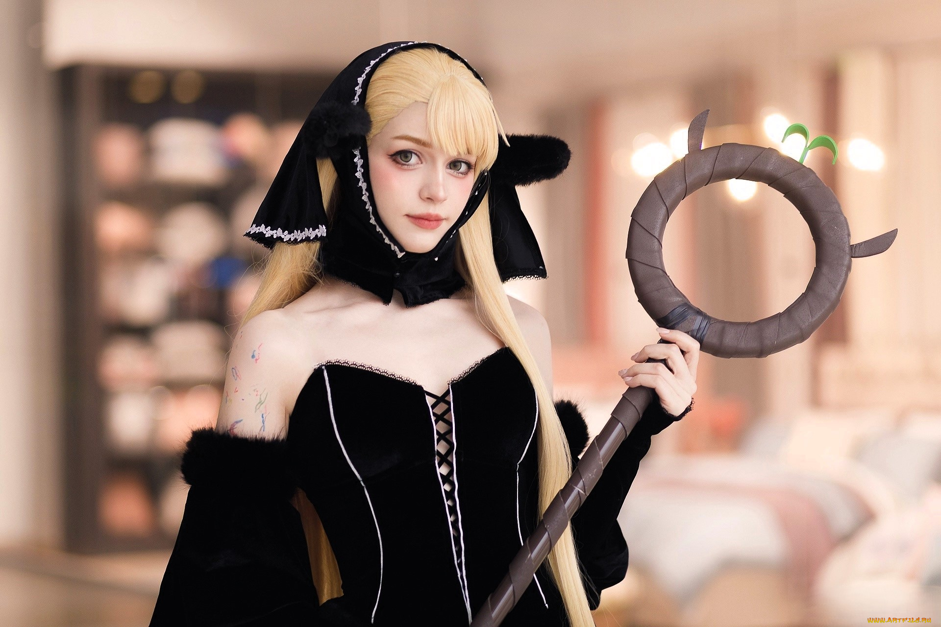 девушки, tenletters, образ, косплей, наряд, платье, посох