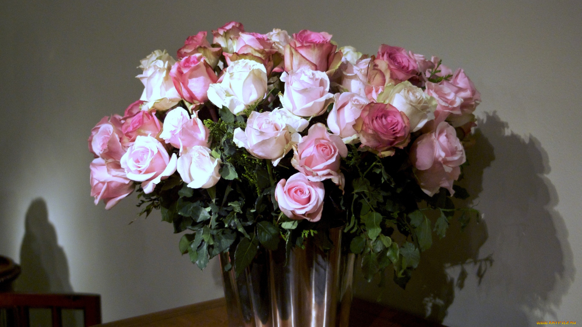 цветы, розы, розовый, много