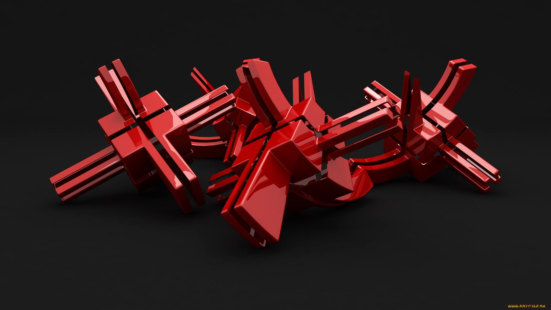 3д, графика, modeling, моделирование, красный, темный