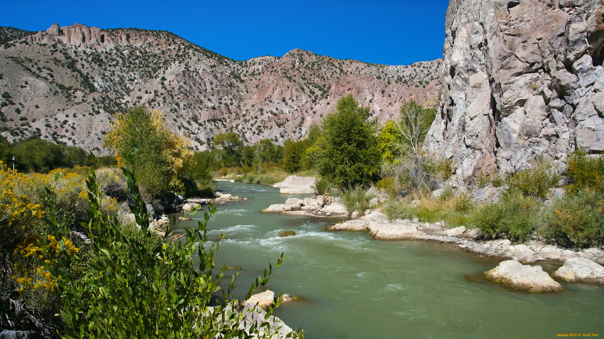 bryce, canyon, national, park, природа, реки, озера, пейзаж, деревья, кусты, горы, река