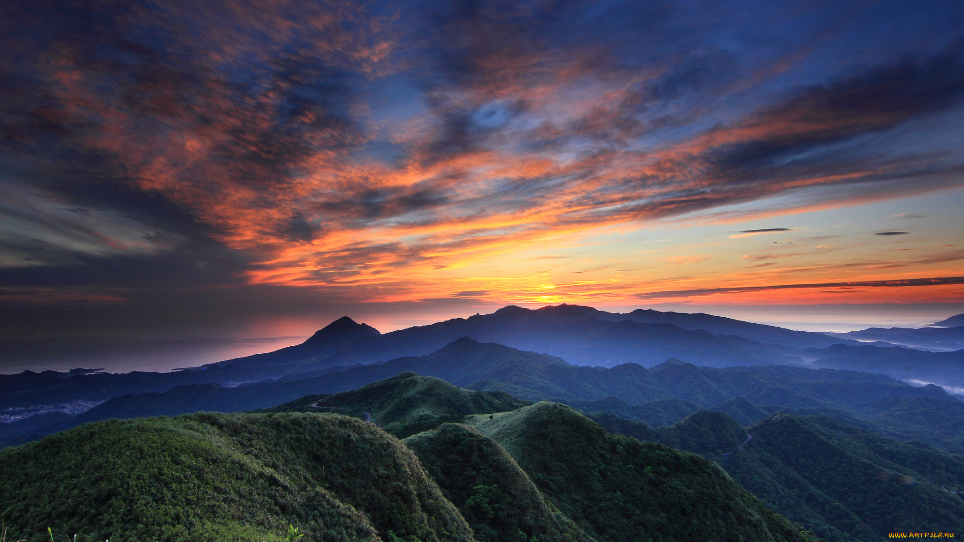 природа, горы, закат