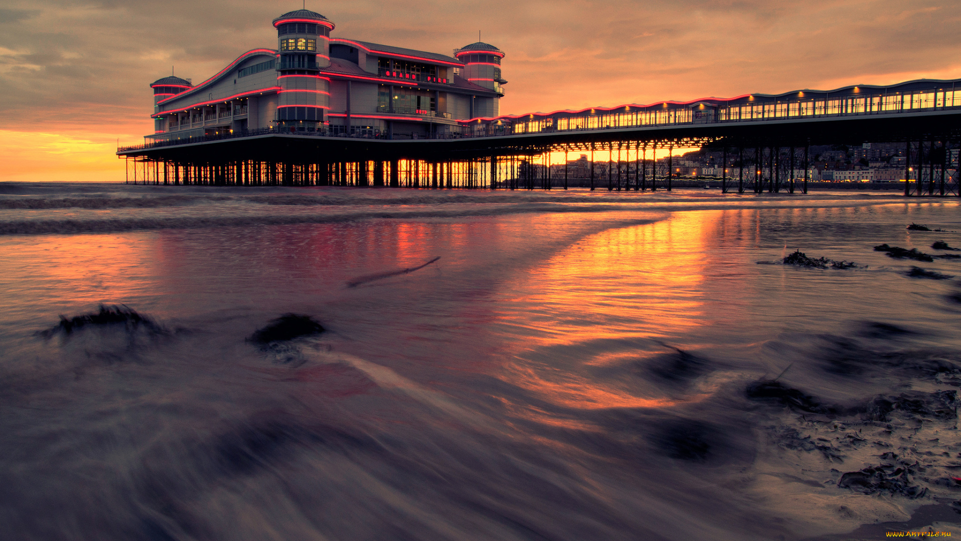 природа, побережье, море, мост, ресторан