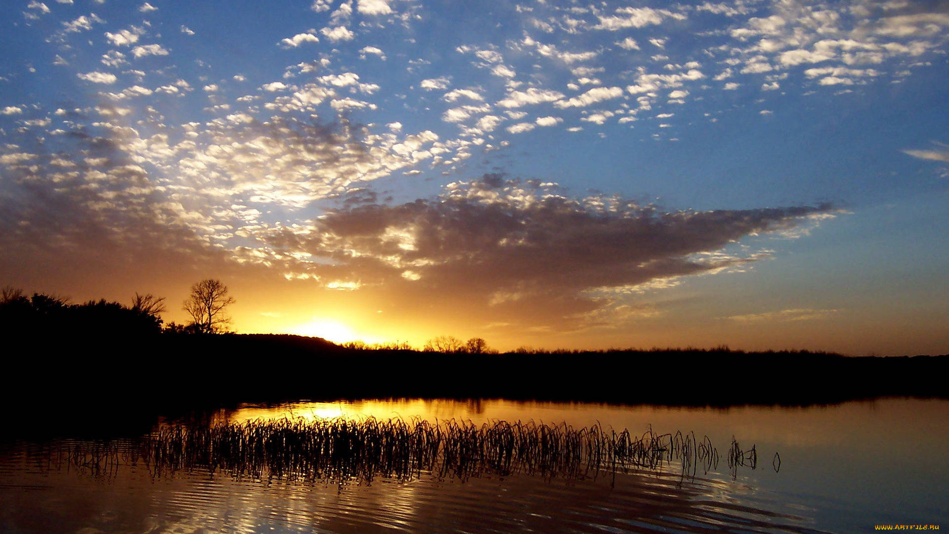 природа, восходы, закаты, заводь, река, сумерки, закат