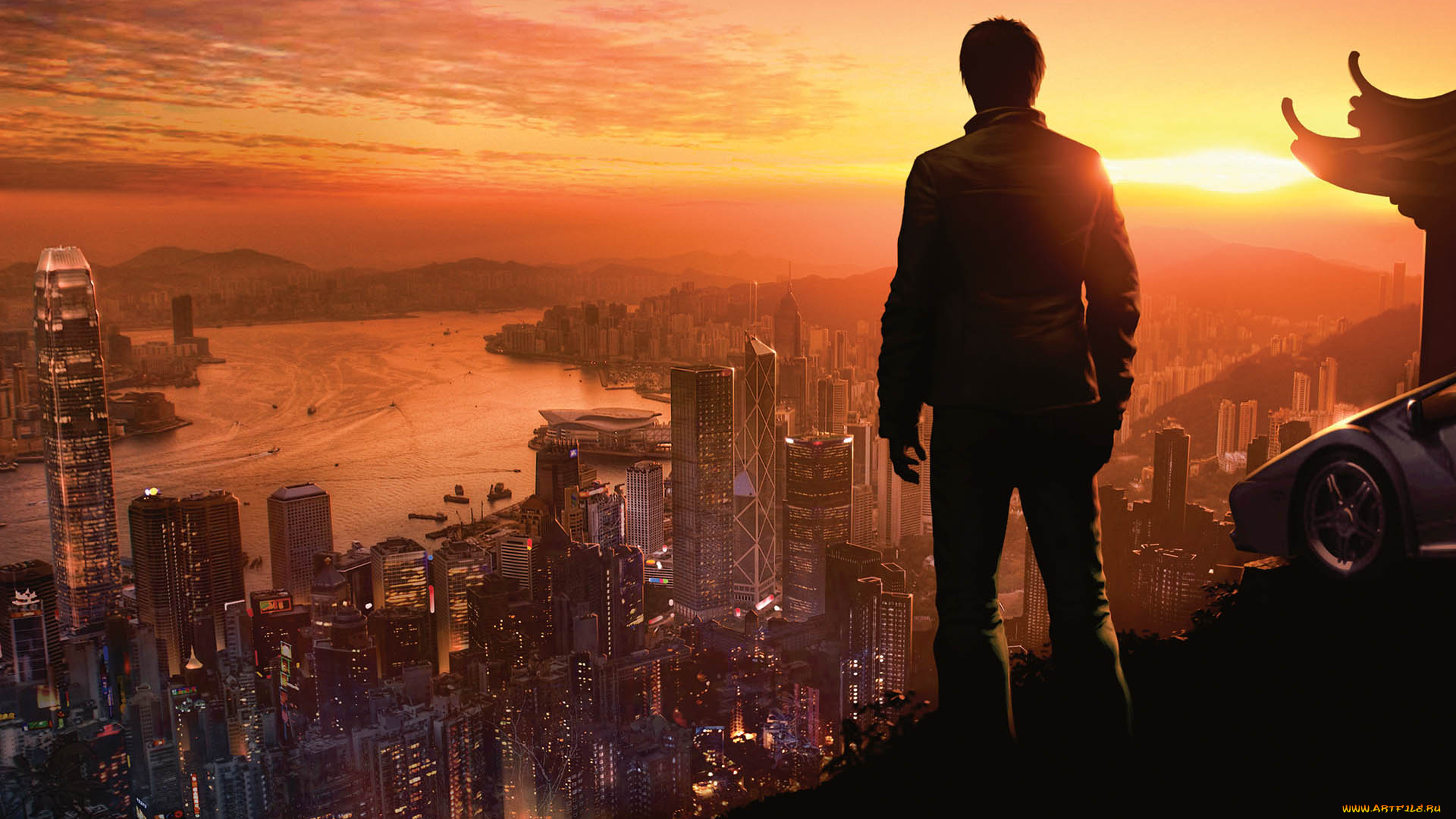 sleeping, dogs, видео, игры, true, crime, hong, kong, город, закат