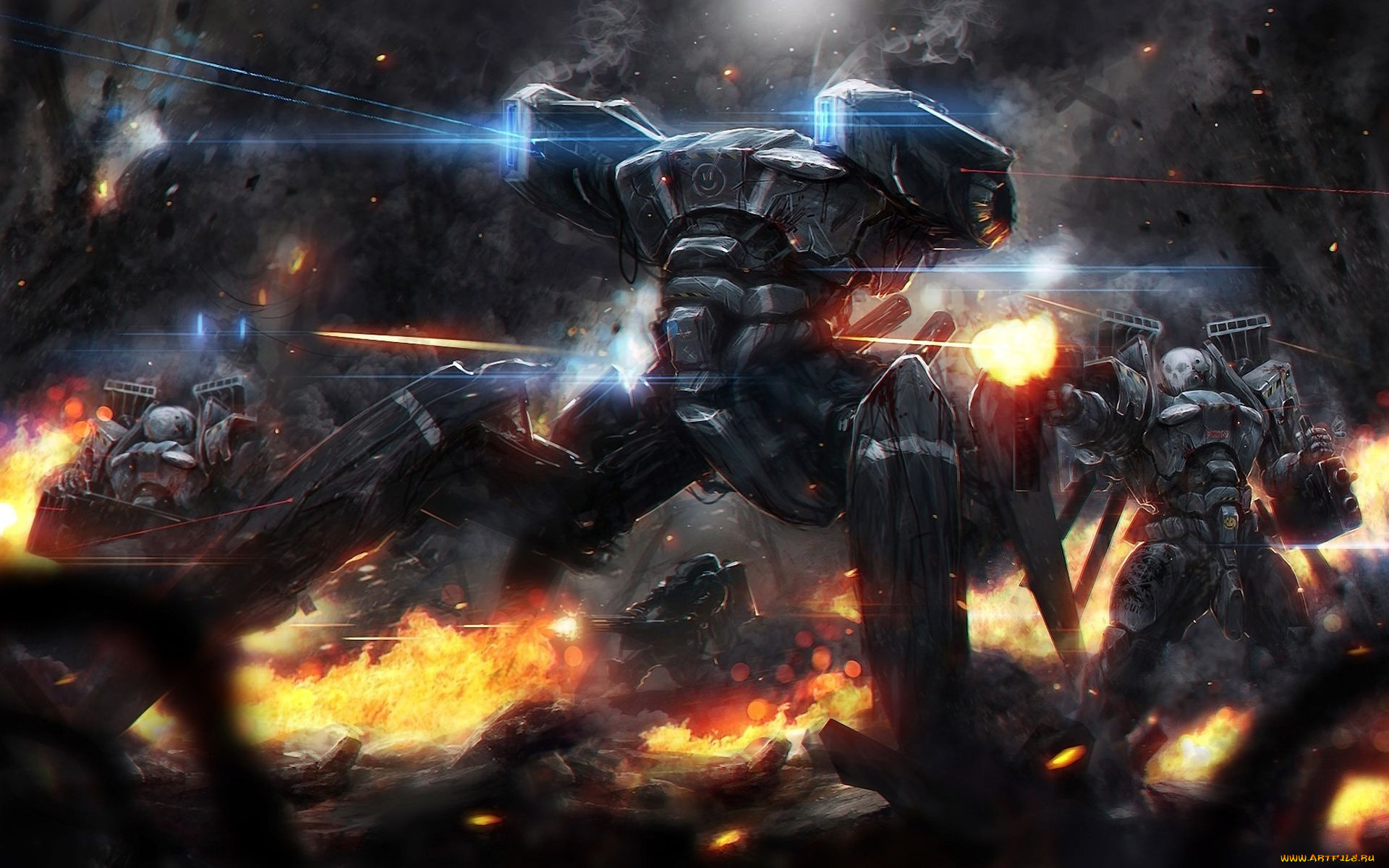 фэнтези, роботы, киборги, механизмы, битва