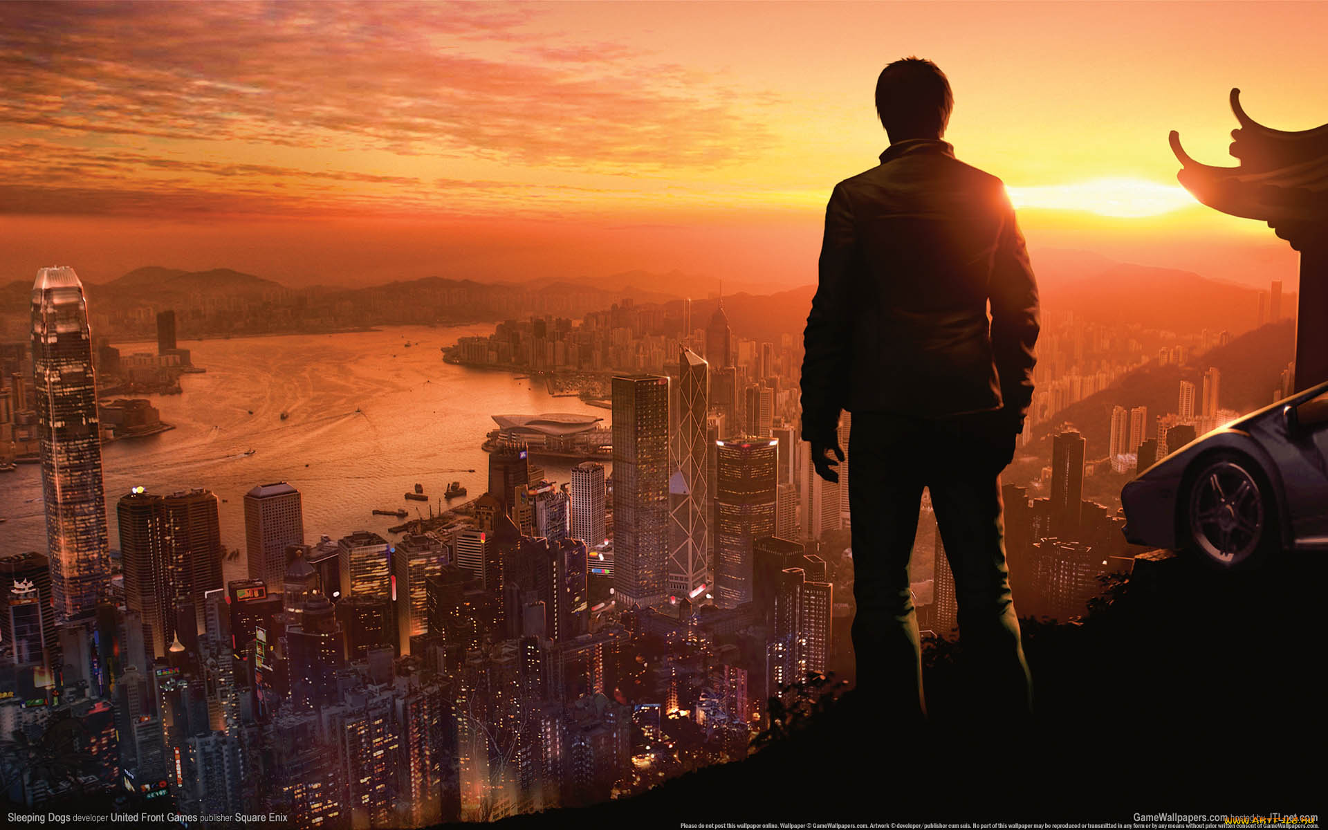 sleeping, dogs, видео, игры, true, crime, hong, kong, город, закат